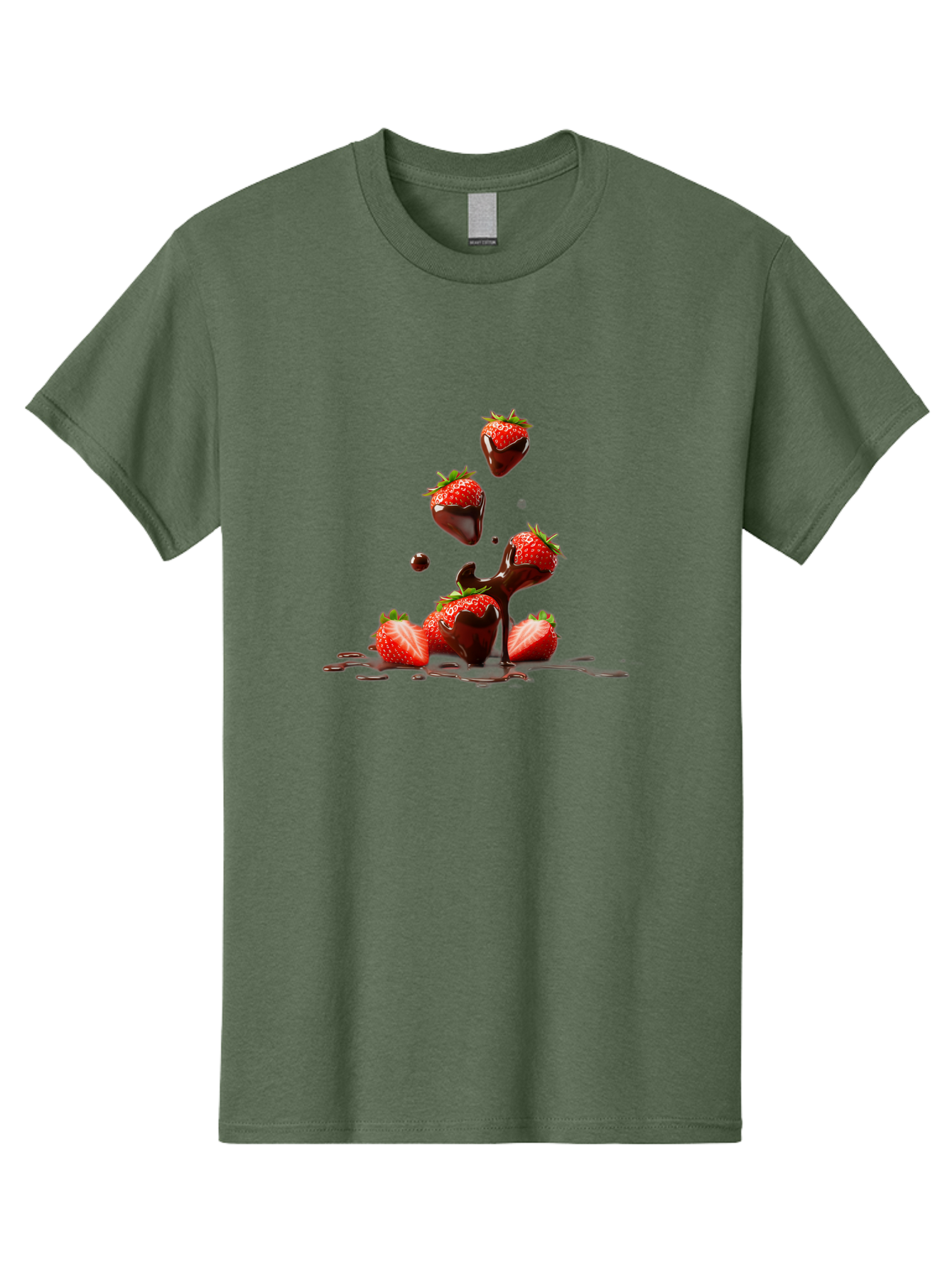 Strawberries-With-Chocolate Men'S Graphic Tee, 100% Cotton, Comfortable Casual Summer Wear, Machine Washable, Strawberries, Chocolate Sauce, Fresh Fruit, Dessert, Sweet Treats, Indulgent Delights, Ripe Strawberries, Chocolatey Goodness, Bac461