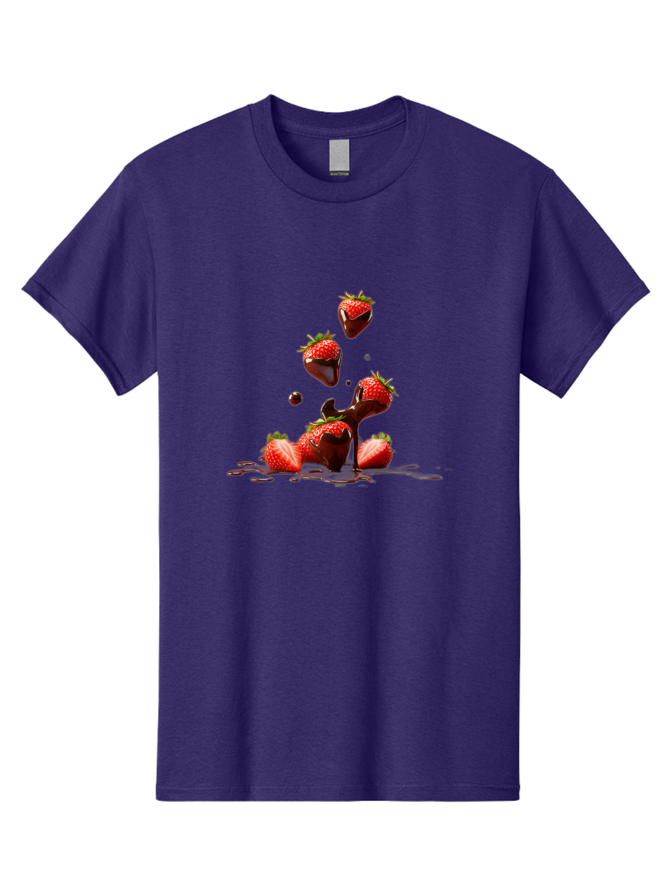 Strawberries-With-Chocolate Men'S Graphic Tee, 100% Cotton, Comfortable Casual Summer Wear, Machine Washable, Strawberries, Chocolate Sauce, Fresh Fruit, Dessert, Sweet Treats, Indulgent Delights, Ripe Strawberries, Chocolatey Goodness, Bac461