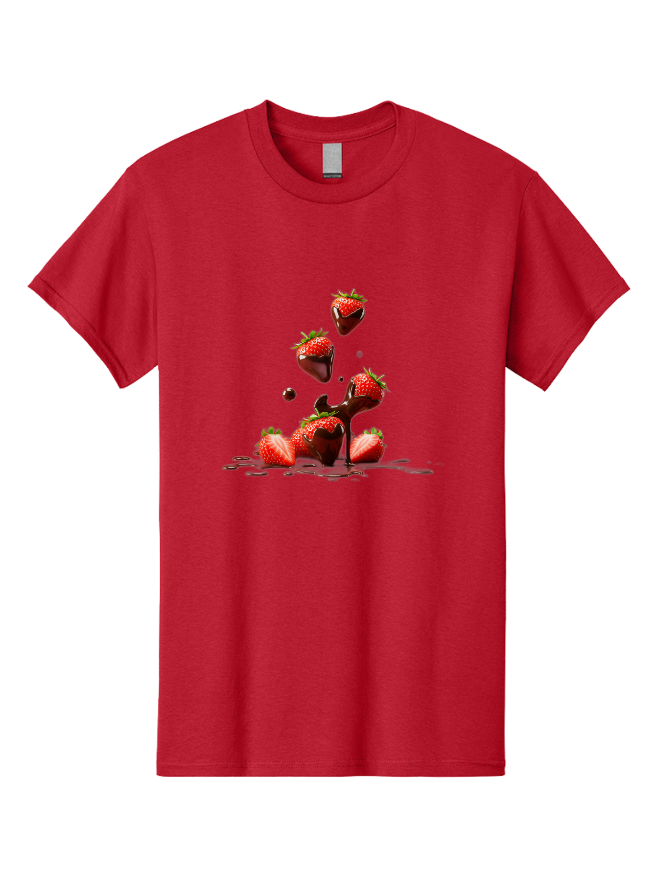 Strawberries-With-Chocolate Men'S Graphic Tee, 100% Cotton, Comfortable Casual Summer Wear, Machine Washable, Strawberries, Chocolate Sauce, Fresh Fruit, Dessert, Sweet Treats, Indulgent Delights, Ripe Strawberries, Chocolatey Goodness, Bac461