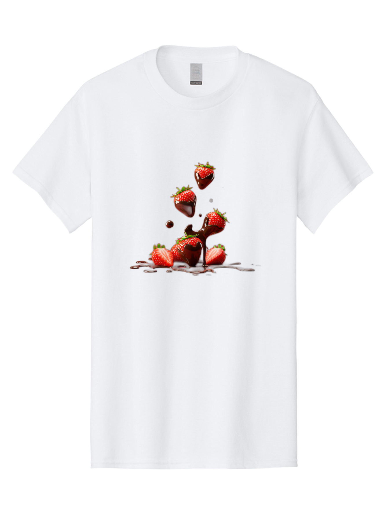 Strawberries-With-Chocolate Men'S Graphic Tee, 100% Cotton, Comfortable Casual Summer Wear, Machine Washable, Strawberries, Chocolate Sauce, Fresh Fruit, Dessert, Sweet Treats, Indulgent Delights, Ripe Strawberries, Chocolatey Goodness, Bac461