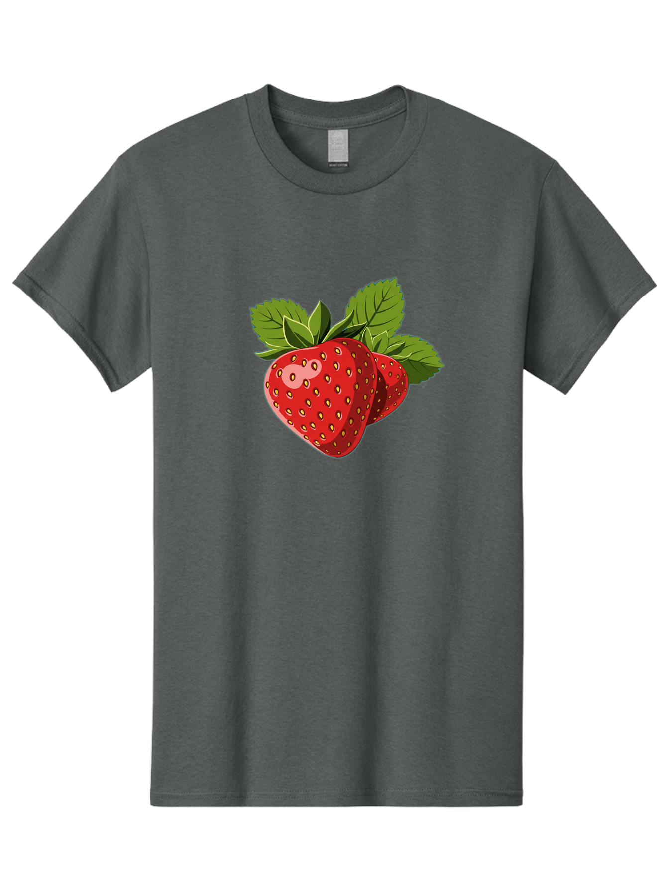 Strawberries Men'S Graphic Tee, 100% Cotton, Comfortable Casual Summer Wear, Machine Washable, Strawberries With Leaves, Fresh Fruit, Red Strawberries, Strawberry Illustration, Sweet Treats, Healthy Snacks, Green Leaves, Ripe Strawberries, Bac463