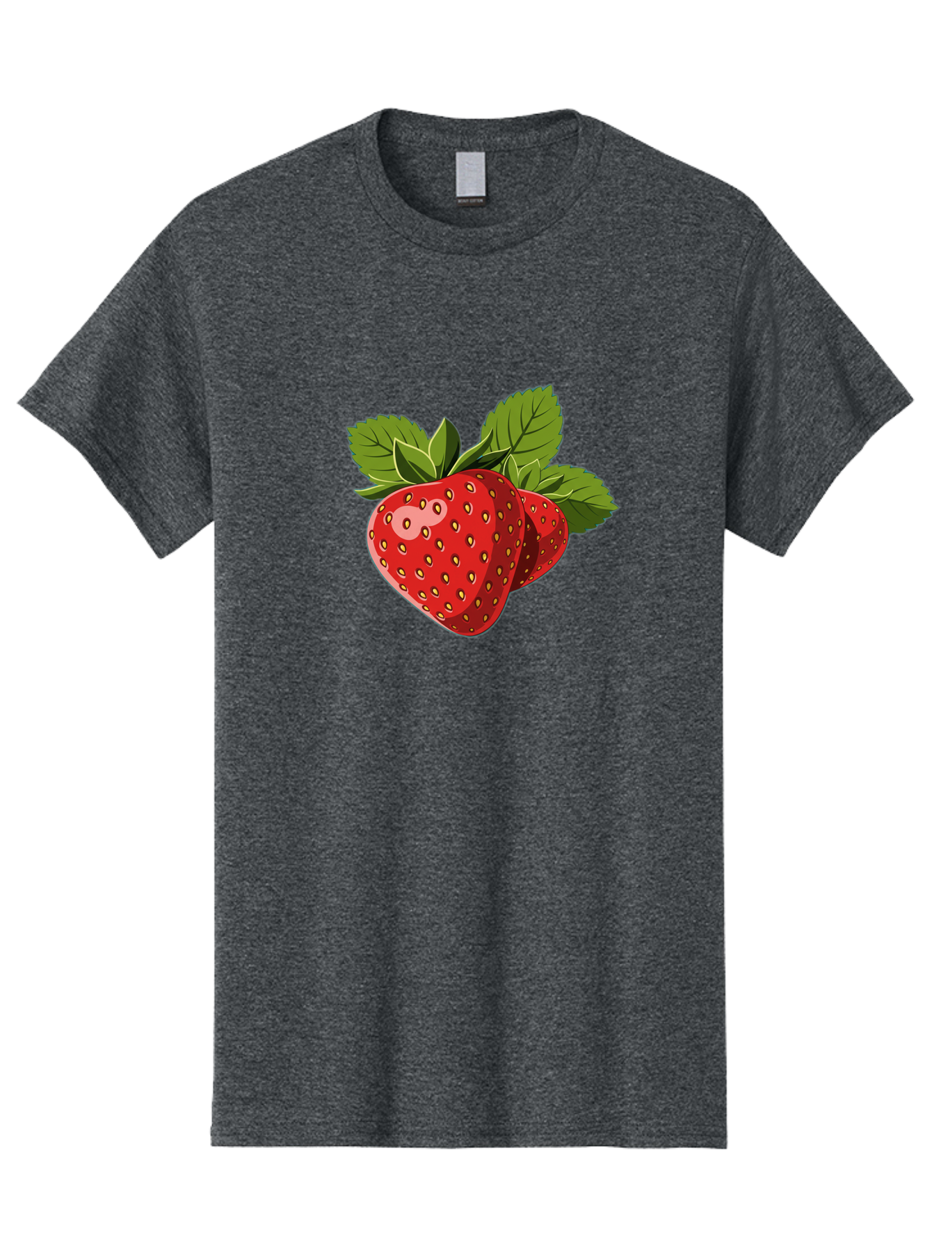 Strawberries Men'S Graphic Tee, 100% Cotton, Comfortable Casual Summer Wear, Machine Washable, Strawberries With Leaves, Fresh Fruit, Red Strawberries, Strawberry Illustration, Sweet Treats, Healthy Snacks, Green Leaves, Ripe Strawberries, Bac463