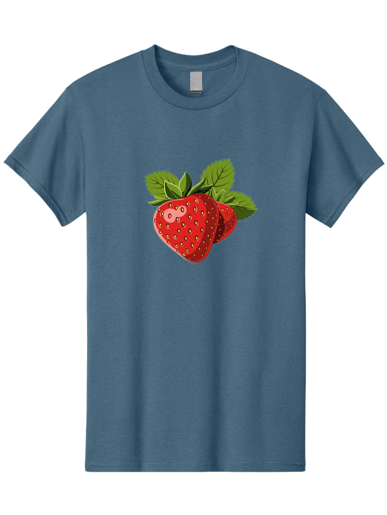 Strawberries Men'S Graphic Tee, 100% Cotton, Comfortable Casual Summer Wear, Machine Washable, Strawberries With Leaves, Fresh Fruit, Red Strawberries, Strawberry Illustration, Sweet Treats, Healthy Snacks, Green Leaves, Ripe Strawberries, Bac463