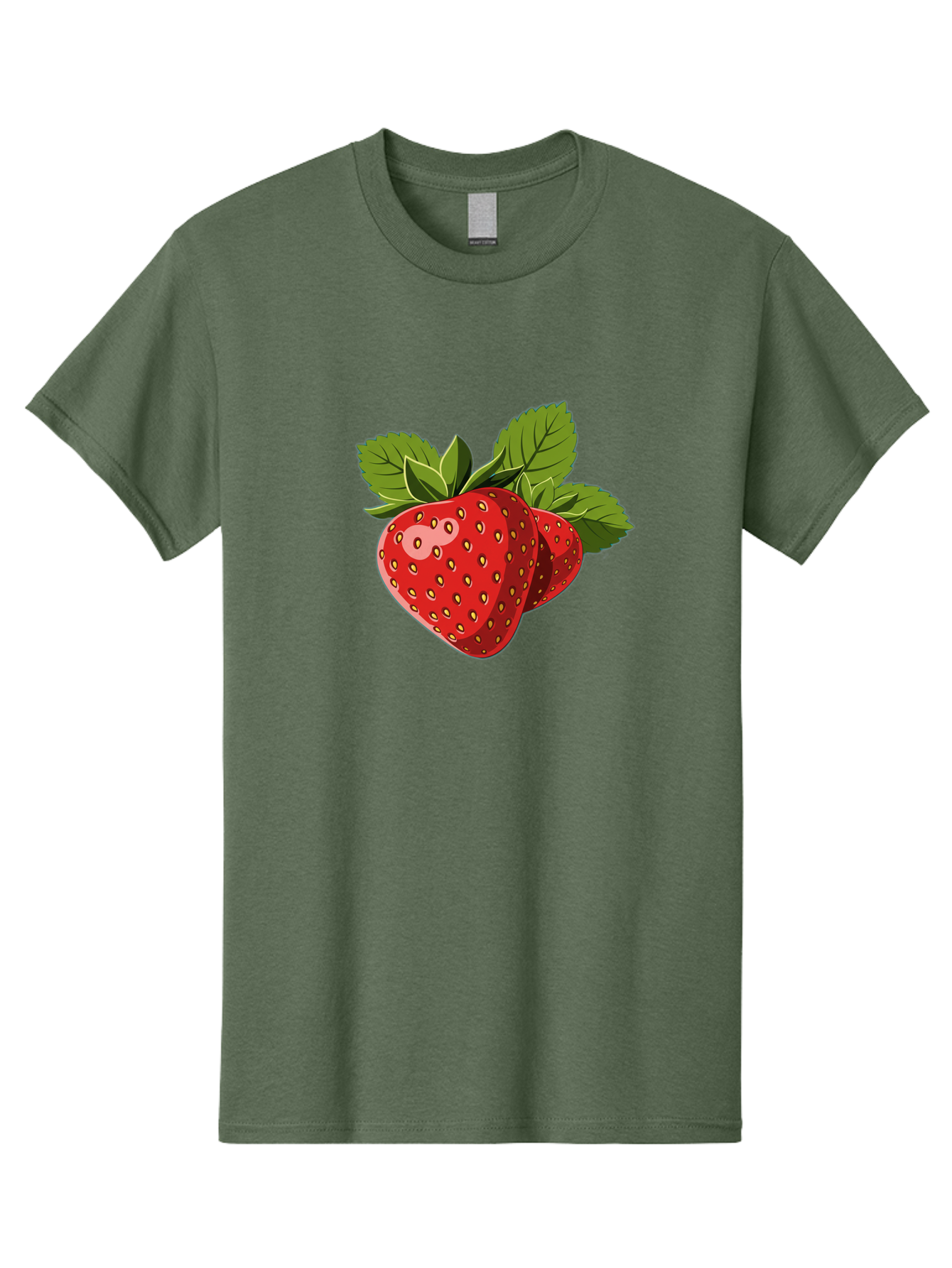 Strawberries Men'S Graphic Tee, 100% Cotton, Comfortable Casual Summer Wear, Machine Washable, Strawberries With Leaves, Fresh Fruit, Red Strawberries, Strawberry Illustration, Sweet Treats, Healthy Snacks, Green Leaves, Ripe Strawberries, Bac463