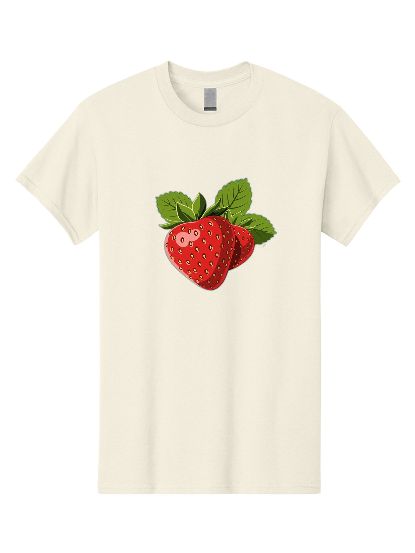 Strawberries Men'S Graphic Tee, 100% Cotton, Comfortable Casual Summer Wear, Machine Washable, Strawberries With Leaves, Fresh Fruit, Red Strawberries, Strawberry Illustration, Sweet Treats, Healthy Snacks, Green Leaves, Ripe Strawberries, Bac463