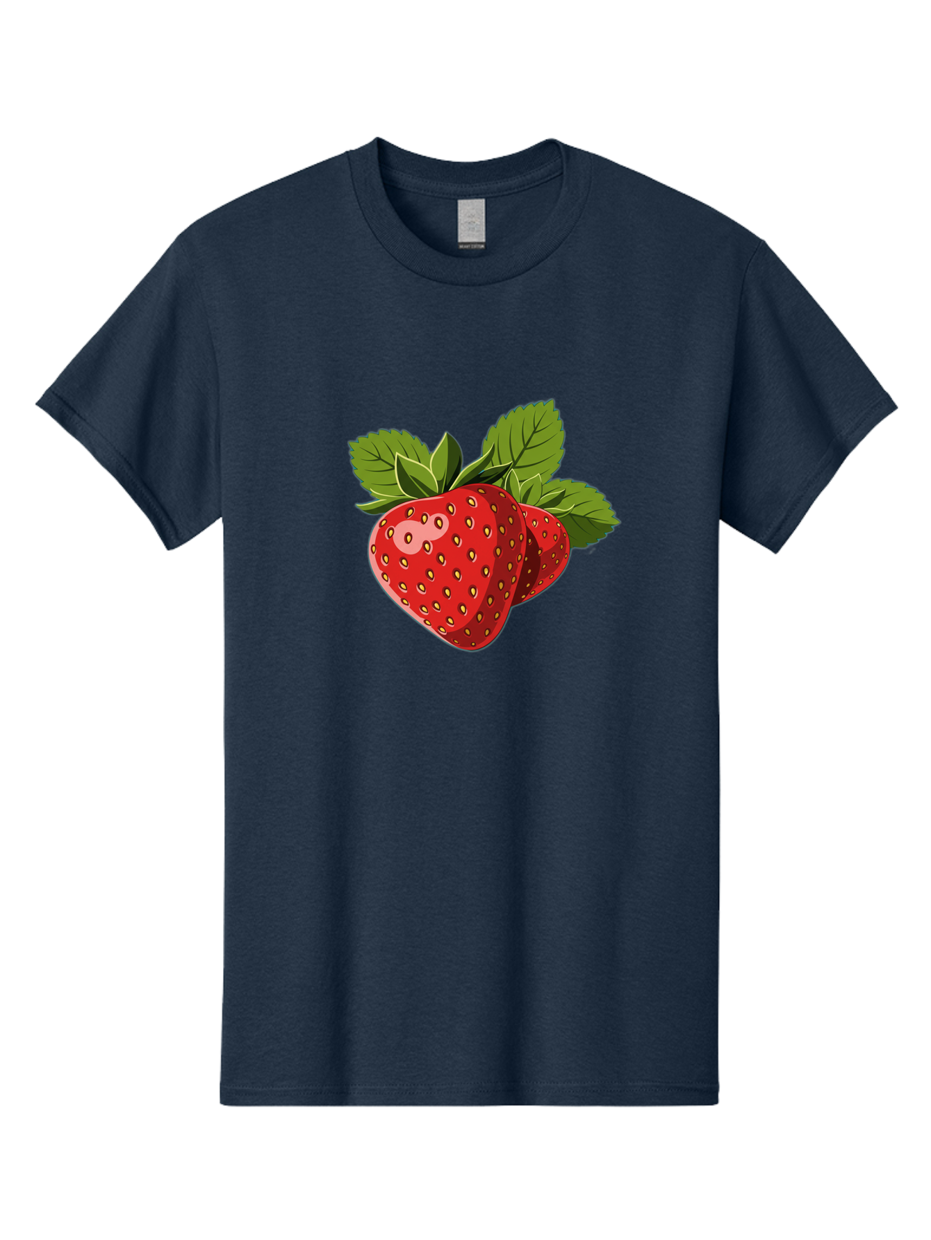 Strawberries Men'S Graphic Tee, 100% Cotton, Comfortable Casual Summer Wear, Machine Washable, Strawberries With Leaves, Fresh Fruit, Red Strawberries, Strawberry Illustration, Sweet Treats, Healthy Snacks, Green Leaves, Ripe Strawberries, Bac463