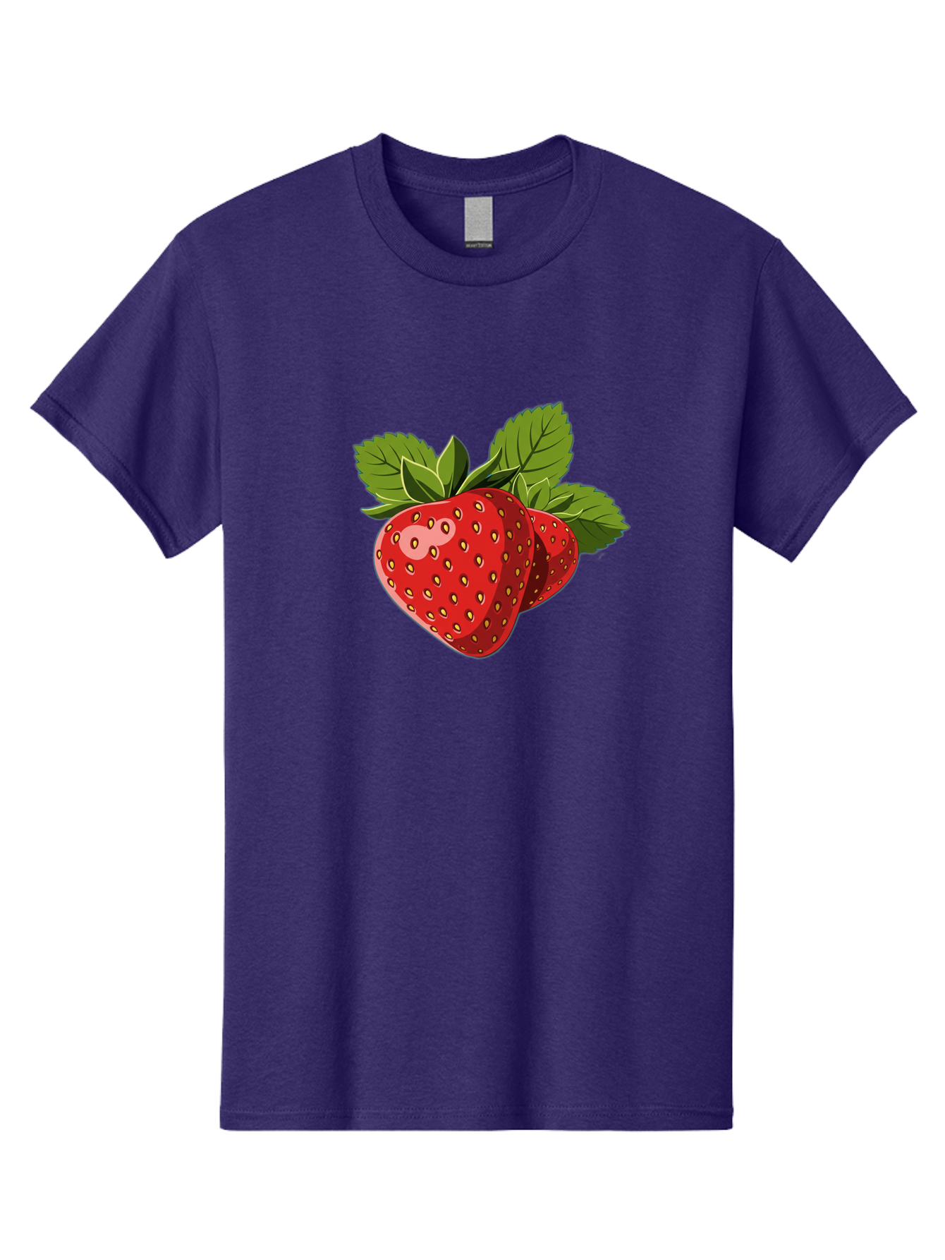 Strawberries Men'S Graphic Tee, 100% Cotton, Comfortable Casual Summer Wear, Machine Washable, Strawberries With Leaves, Fresh Fruit, Red Strawberries, Strawberry Illustration, Sweet Treats, Healthy Snacks, Green Leaves, Ripe Strawberries, Bac463