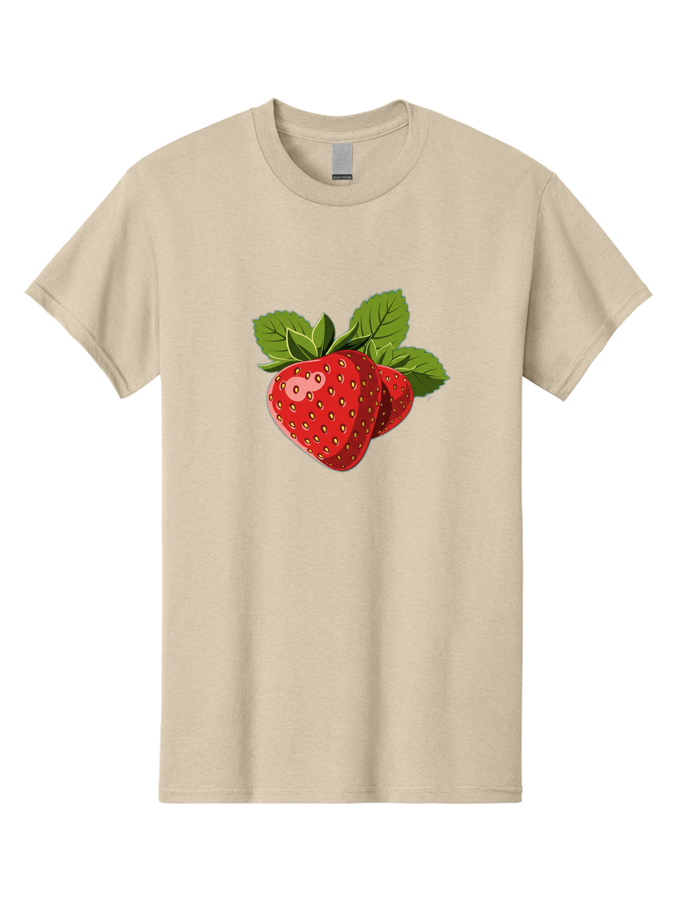 Strawberries Men'S Graphic Tee, 100% Cotton, Comfortable Casual Summer Wear, Machine Washable, Strawberries With Leaves, Fresh Fruit, Red Strawberries, Strawberry Illustration, Sweet Treats, Healthy Snacks, Green Leaves, Ripe Strawberries, Bac463