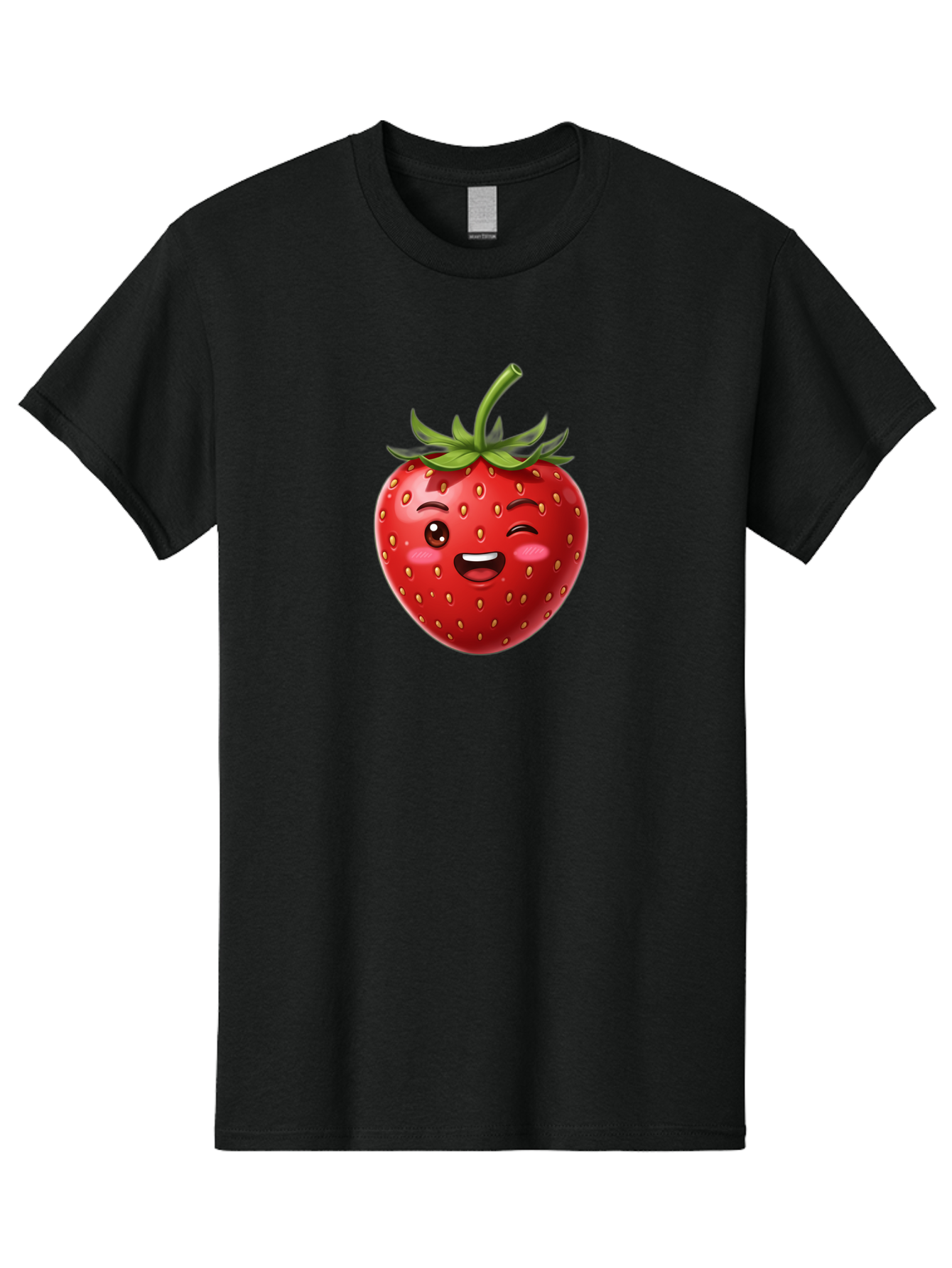 Strawberry-1 Men'S Graphic Tee, 100% Cotton, Comfortable Casual Summer Wear, Machine Washable, Winking Strawberry Emoji, Cartoon Strawberry, Funny Fruit, Red Strawberry, Smiling Face, Cute Character, Playful Emoji, Winking Face, Bac464