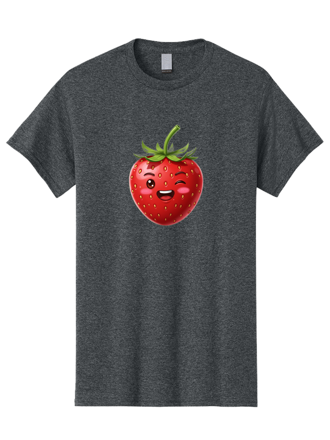 Strawberry-1 Men'S Graphic Tee, 100% Cotton, Comfortable Casual Summer Wear, Machine Washable, Winking Strawberry Emoji, Cartoon Strawberry, Funny Fruit, Red Strawberry, Smiling Face, Cute Character, Playful Emoji, Winking Face, Bac464