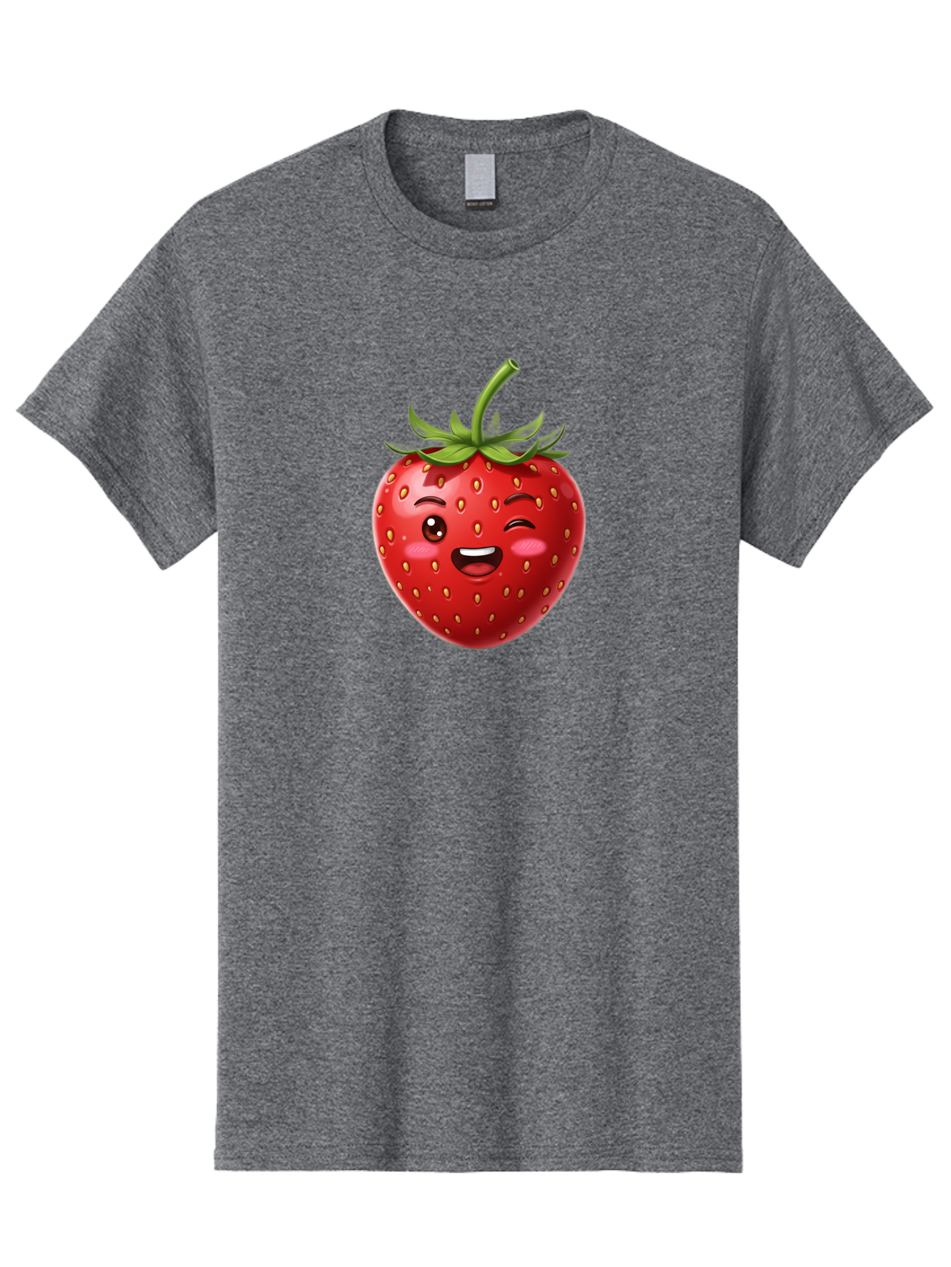 Strawberry-1 Men'S Graphic Tee, 100% Cotton, Comfortable Casual Summer Wear, Machine Washable, Winking Strawberry Emoji, Cartoon Strawberry, Funny Fruit, Red Strawberry, Smiling Face, Cute Character, Playful Emoji, Winking Face, Bac464