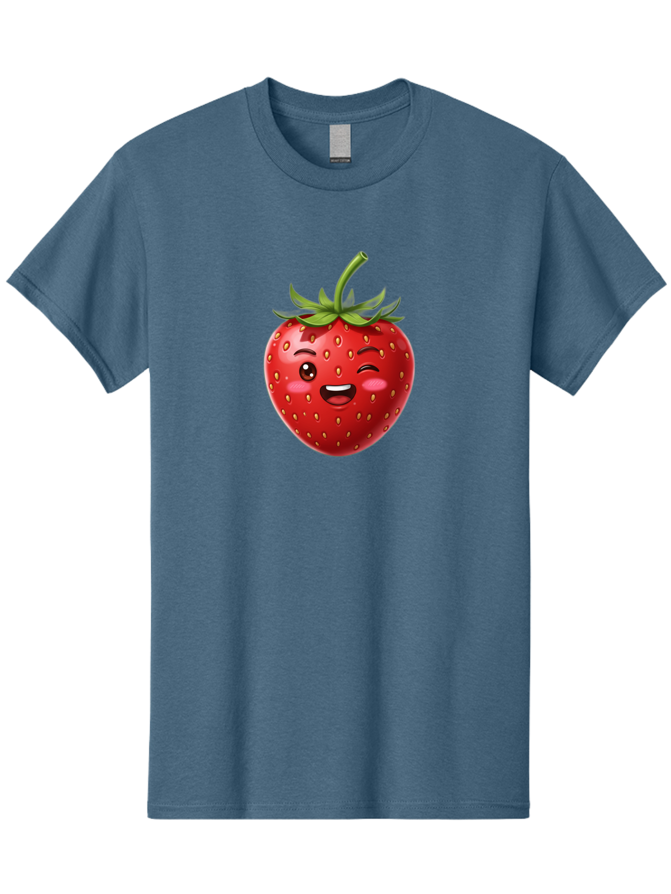 Strawberry-1 Men'S Graphic Tee, 100% Cotton, Comfortable Casual Summer Wear, Machine Washable, Winking Strawberry Emoji, Cartoon Strawberry, Funny Fruit, Red Strawberry, Smiling Face, Cute Character, Playful Emoji, Winking Face, Bac464