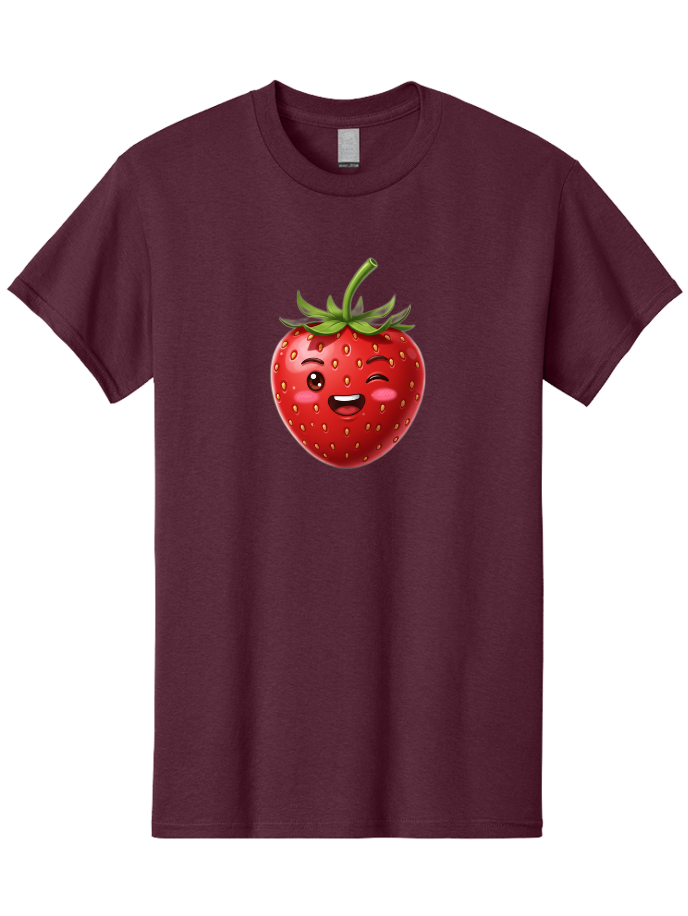 Strawberry-1 Men'S Graphic Tee, 100% Cotton, Comfortable Casual Summer Wear, Machine Washable, Winking Strawberry Emoji, Cartoon Strawberry, Funny Fruit, Red Strawberry, Smiling Face, Cute Character, Playful Emoji, Winking Face, Bac464