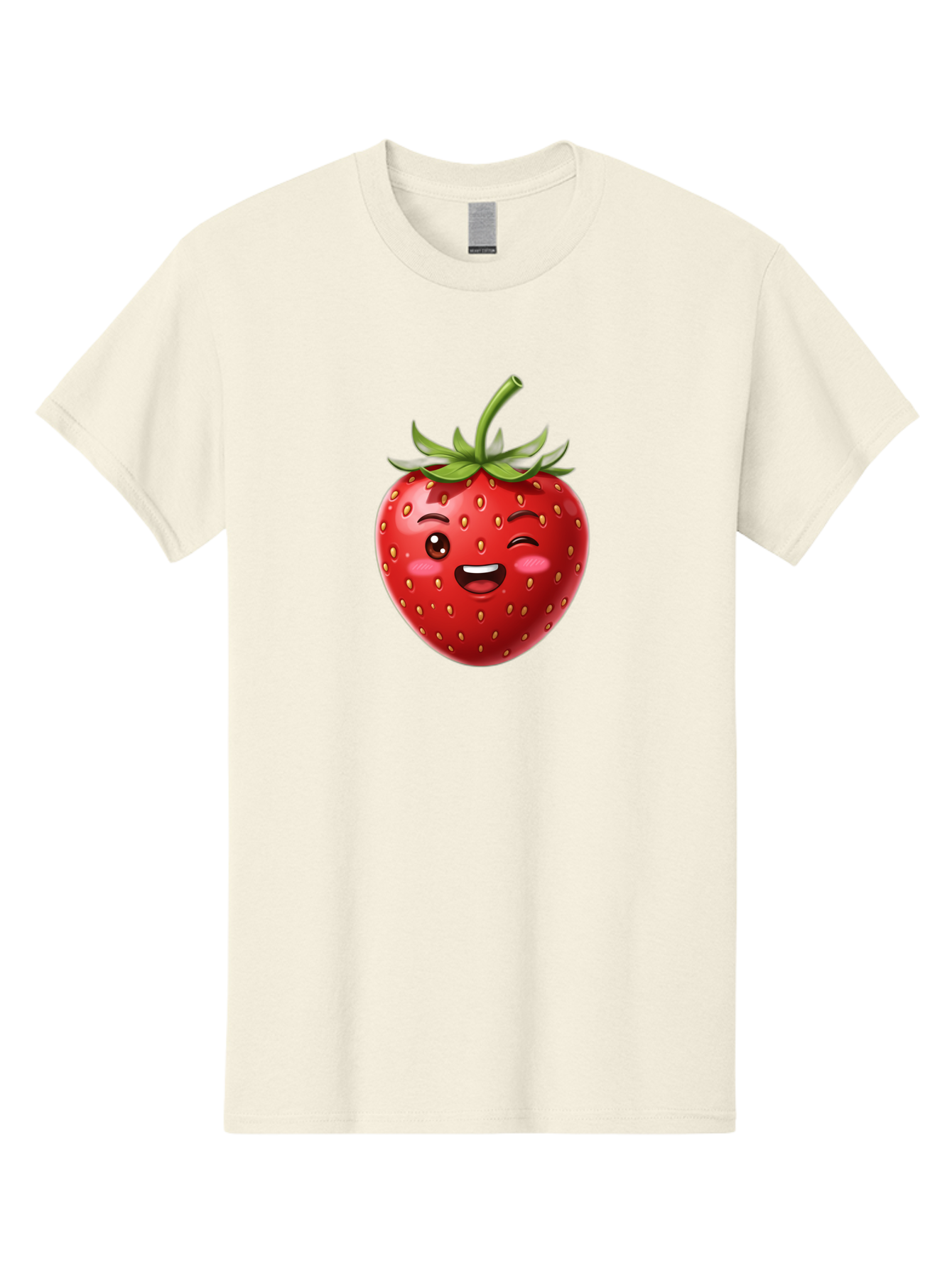 Strawberry-1 Men'S Graphic Tee, 100% Cotton, Comfortable Casual Summer Wear, Machine Washable, Winking Strawberry Emoji, Cartoon Strawberry, Funny Fruit, Red Strawberry, Smiling Face, Cute Character, Playful Emoji, Winking Face, Bac464