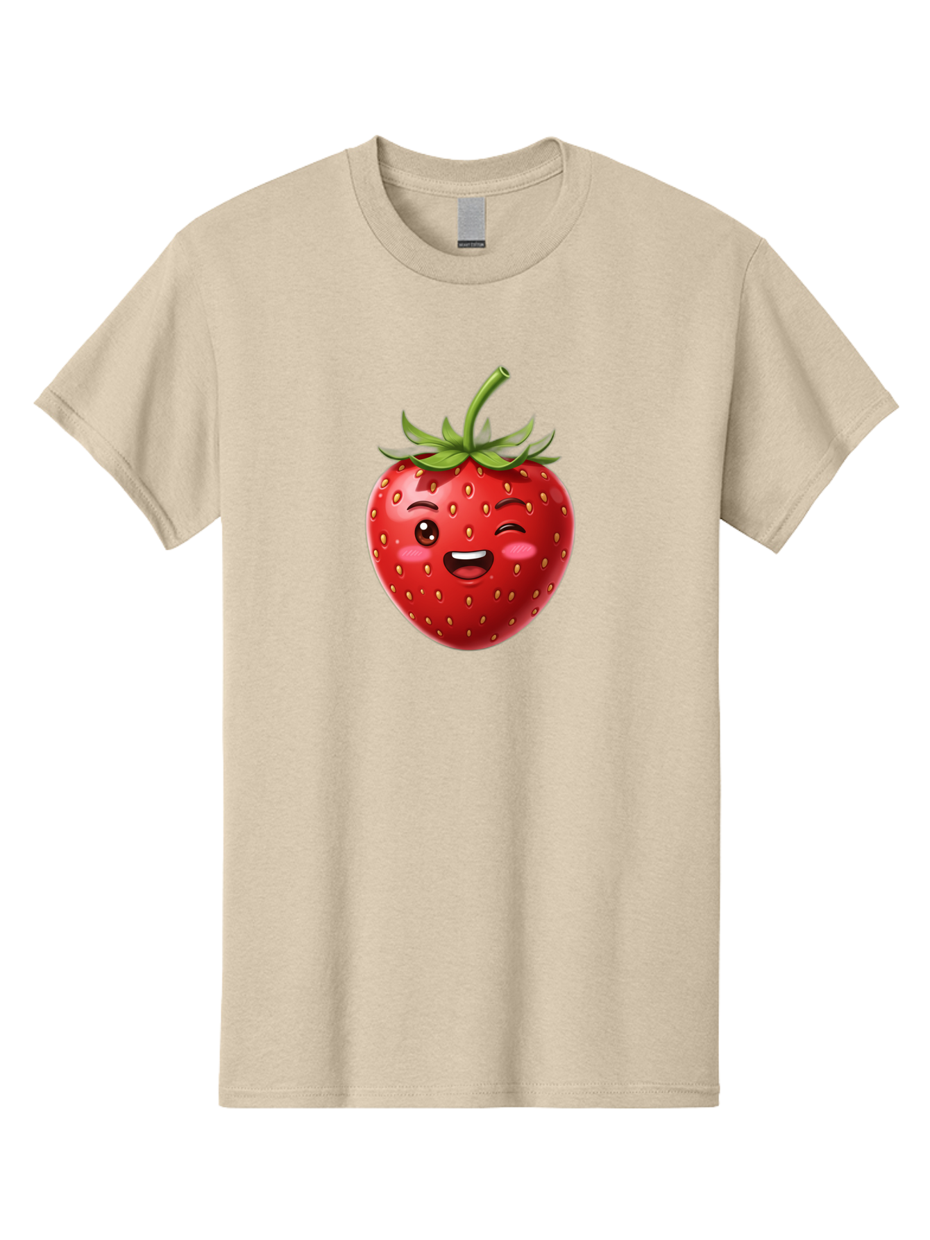 Strawberry-1 Men'S Graphic Tee, 100% Cotton, Comfortable Casual Summer Wear, Machine Washable, Winking Strawberry Emoji, Cartoon Strawberry, Funny Fruit, Red Strawberry, Smiling Face, Cute Character, Playful Emoji, Winking Face, Bac464