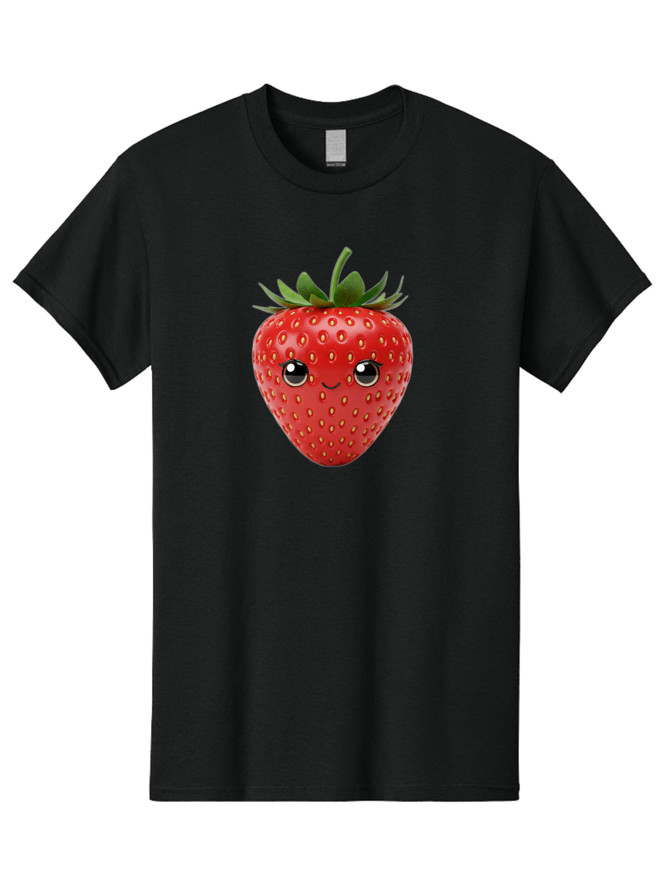 Strawberry-2 Men'S Graphic Tee, 100% Cotton, Comfortable Casual Summer Wear, Machine Washable, Cartoon Strawberry, Cute Fruit, Smiling Face, Adorable Character, Kawaii Design, Fruit Illustration, Red Strawberry, Funny Face, Cartoon Character, Bac465
