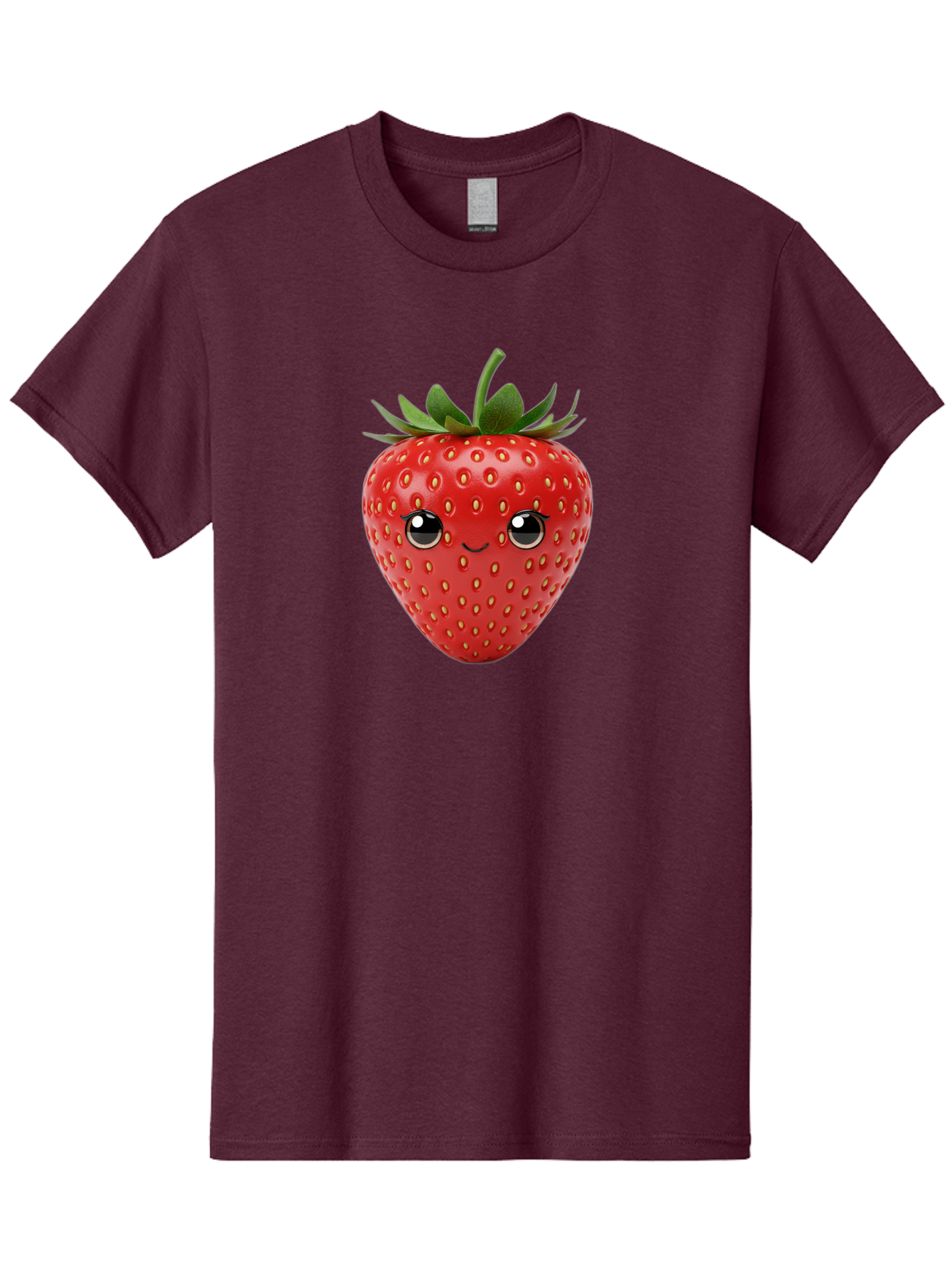 Strawberry-2 Men'S Graphic Tee, 100% Cotton, Comfortable Casual Summer Wear, Machine Washable, Cartoon Strawberry, Cute Fruit, Smiling Face, Adorable Character, Kawaii Design, Fruit Illustration, Red Strawberry, Funny Face, Cartoon Character, Bac465