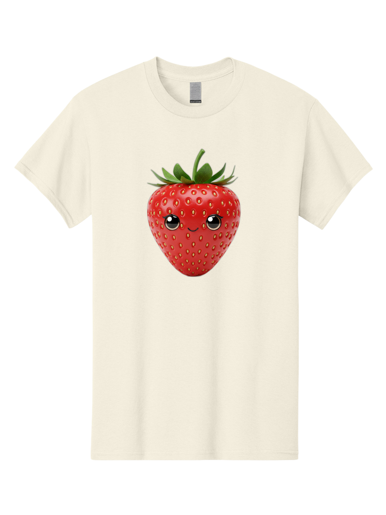 Strawberry-2 Men'S Graphic Tee, 100% Cotton, Comfortable Casual Summer Wear, Machine Washable, Cartoon Strawberry, Cute Fruit, Smiling Face, Adorable Character, Kawaii Design, Fruit Illustration, Red Strawberry, Funny Face, Cartoon Character, Bac465
