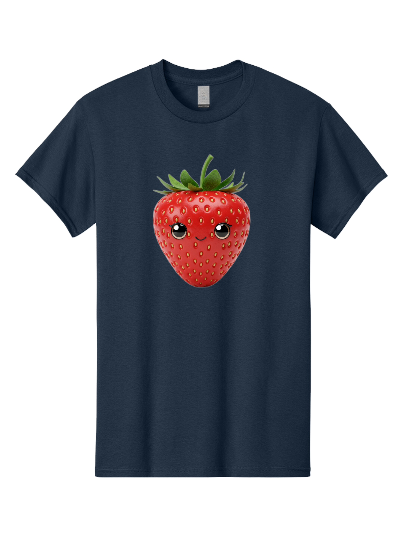 Strawberry-2 Men'S Graphic Tee, 100% Cotton, Comfortable Casual Summer Wear, Machine Washable, Cartoon Strawberry, Cute Fruit, Smiling Face, Adorable Character, Kawaii Design, Fruit Illustration, Red Strawberry, Funny Face, Cartoon Character, Bac465
