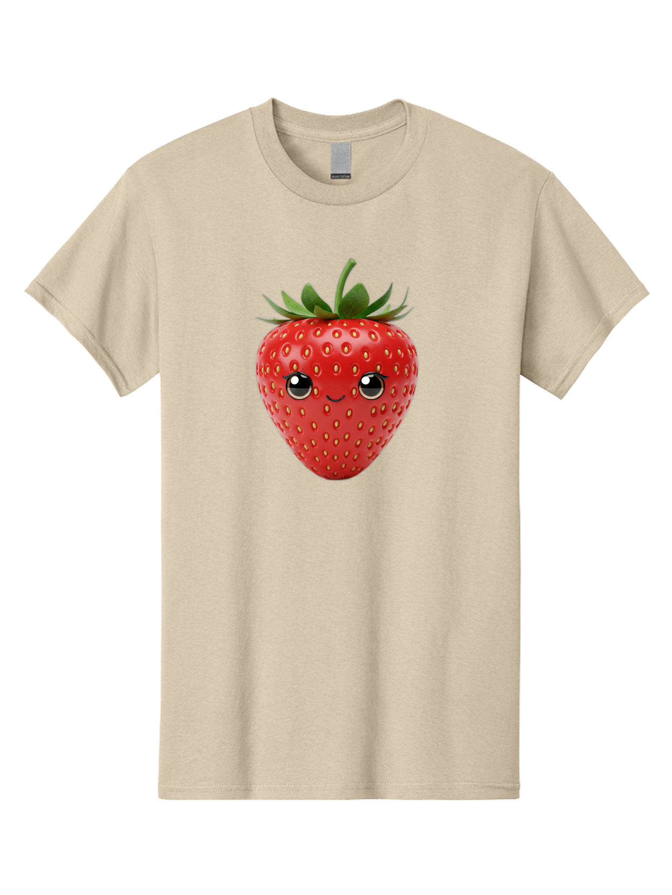 Strawberry-2 Men'S Graphic Tee, 100% Cotton, Comfortable Casual Summer Wear, Machine Washable, Cartoon Strawberry, Cute Fruit, Smiling Face, Adorable Character, Kawaii Design, Fruit Illustration, Red Strawberry, Funny Face, Cartoon Character, Bac465
