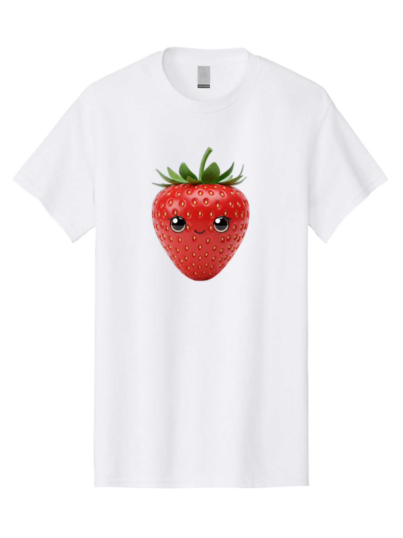 Strawberry-2 Men'S Graphic Tee, 100% Cotton, Comfortable Casual Summer Wear, Machine Washable, Cartoon Strawberry, Cute Fruit, Smiling Face, Adorable Character, Kawaii Design, Fruit Illustration, Red Strawberry, Funny Face, Cartoon Character, Bac465