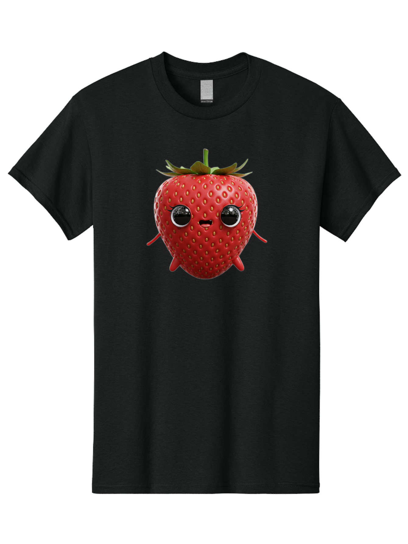 Strawberry-3 Men'S Graphic Tee, 100% Cotton, Comfortable Casual Summer Wear, Machine Washable, Cartoon Strawberry, Animated Fruit, Funny Character, Red Strawberry, Cute Face, Kawaii Art, Fruit Illustration, Playful Design, Digital Art, Bac466