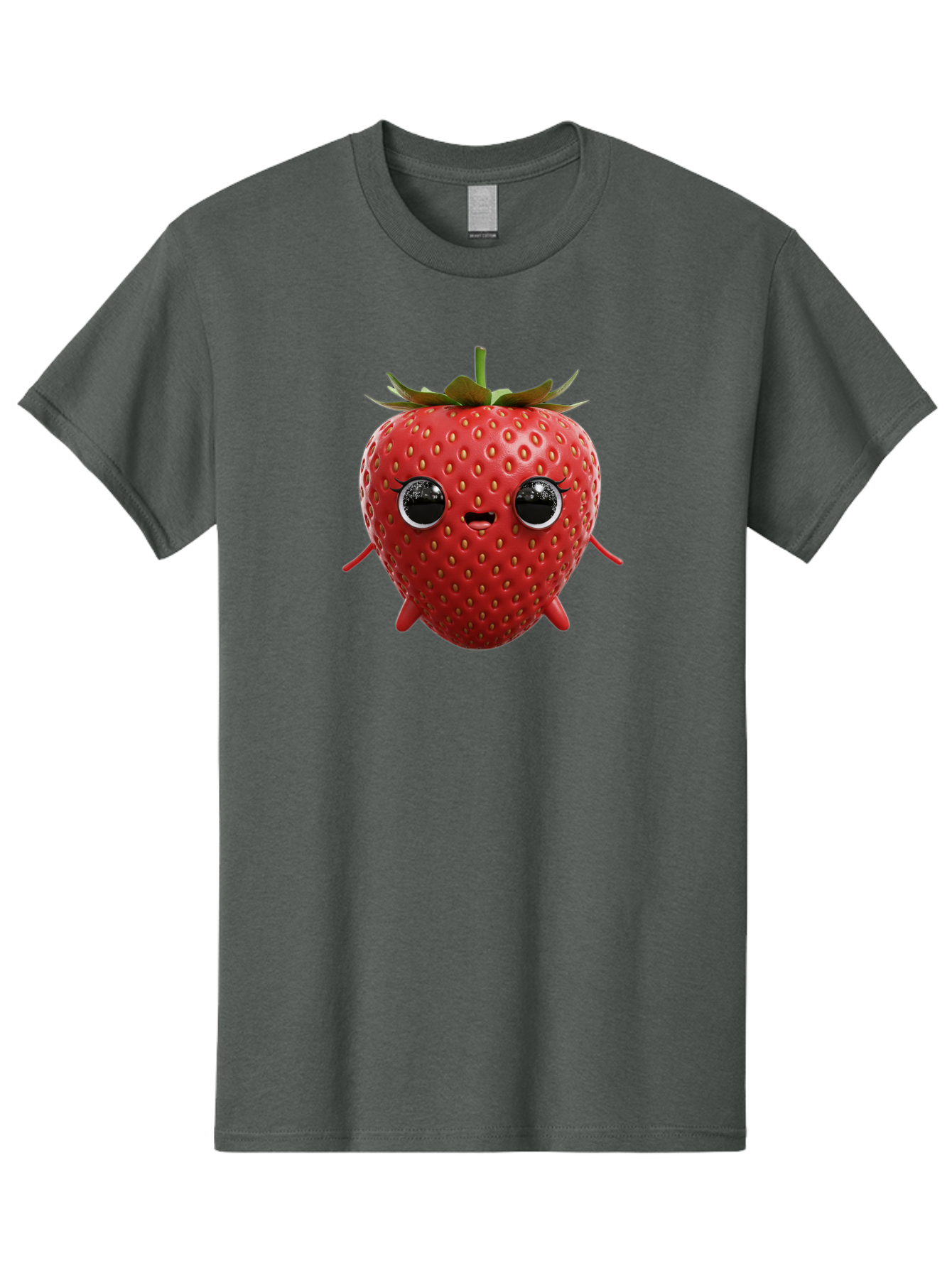 Strawberry-3 Men'S Graphic Tee, 100% Cotton, Comfortable Casual Summer Wear, Machine Washable, Cartoon Strawberry, Animated Fruit, Funny Character, Red Strawberry, Cute Face, Kawaii Art, Fruit Illustration, Playful Design, Digital Art, Bac466