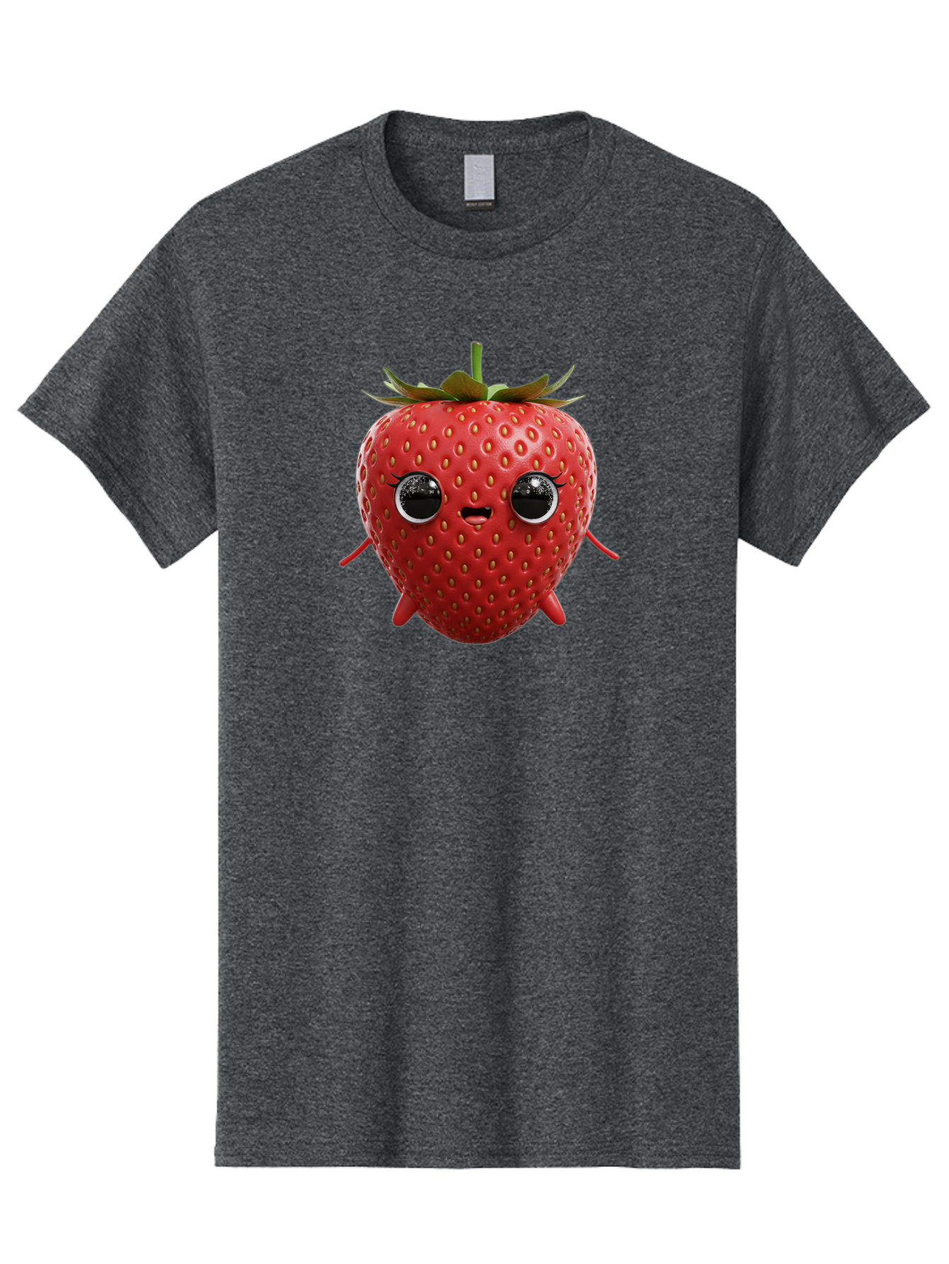 Strawberry-3 Men'S Graphic Tee, 100% Cotton, Comfortable Casual Summer Wear, Machine Washable, Cartoon Strawberry, Animated Fruit, Funny Character, Red Strawberry, Cute Face, Kawaii Art, Fruit Illustration, Playful Design, Digital Art, Bac466