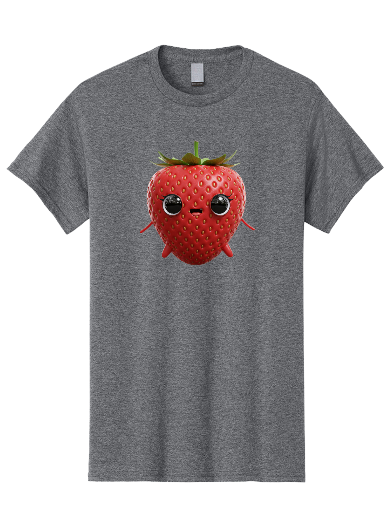 Strawberry-3 Men'S Graphic Tee, 100% Cotton, Comfortable Casual Summer Wear, Machine Washable, Cartoon Strawberry, Animated Fruit, Funny Character, Red Strawberry, Cute Face, Kawaii Art, Fruit Illustration, Playful Design, Digital Art, Bac466