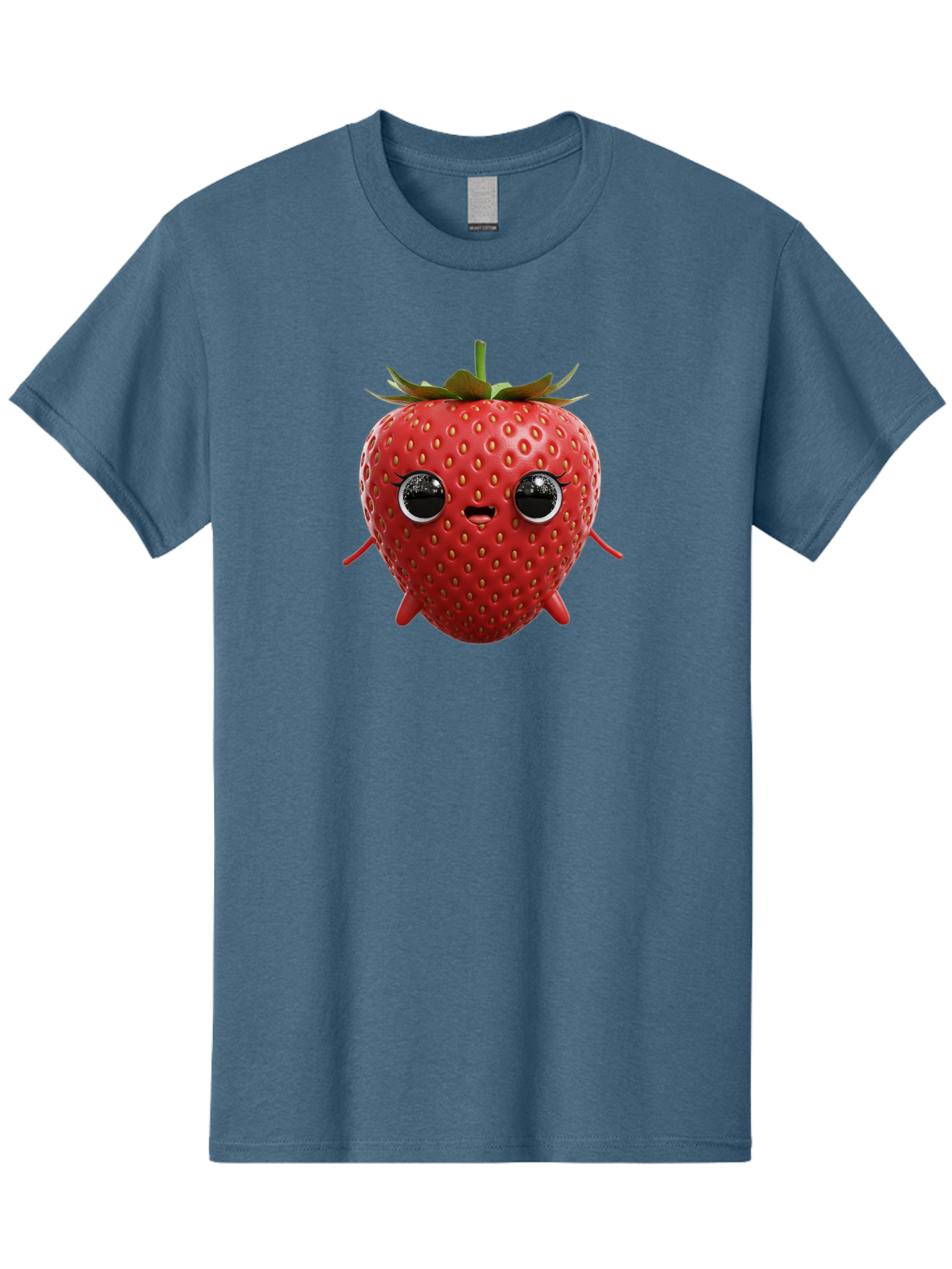Strawberry-3 Men'S Graphic Tee, 100% Cotton, Comfortable Casual Summer Wear, Machine Washable, Cartoon Strawberry, Animated Fruit, Funny Character, Red Strawberry, Cute Face, Kawaii Art, Fruit Illustration, Playful Design, Digital Art, Bac466