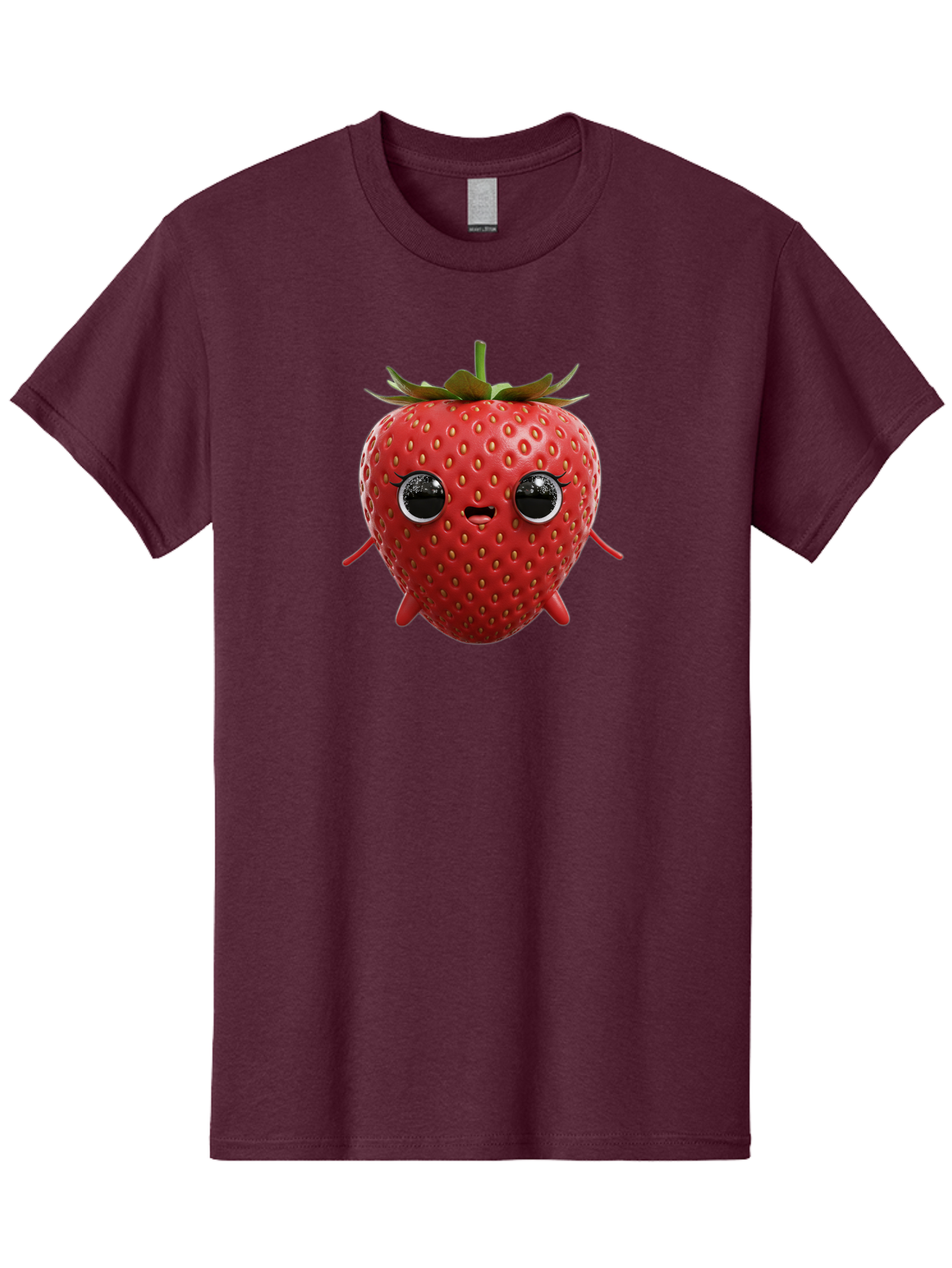 Strawberry-3 Men'S Graphic Tee, 100% Cotton, Comfortable Casual Summer Wear, Machine Washable, Cartoon Strawberry, Animated Fruit, Funny Character, Red Strawberry, Cute Face, Kawaii Art, Fruit Illustration, Playful Design, Digital Art, Bac466