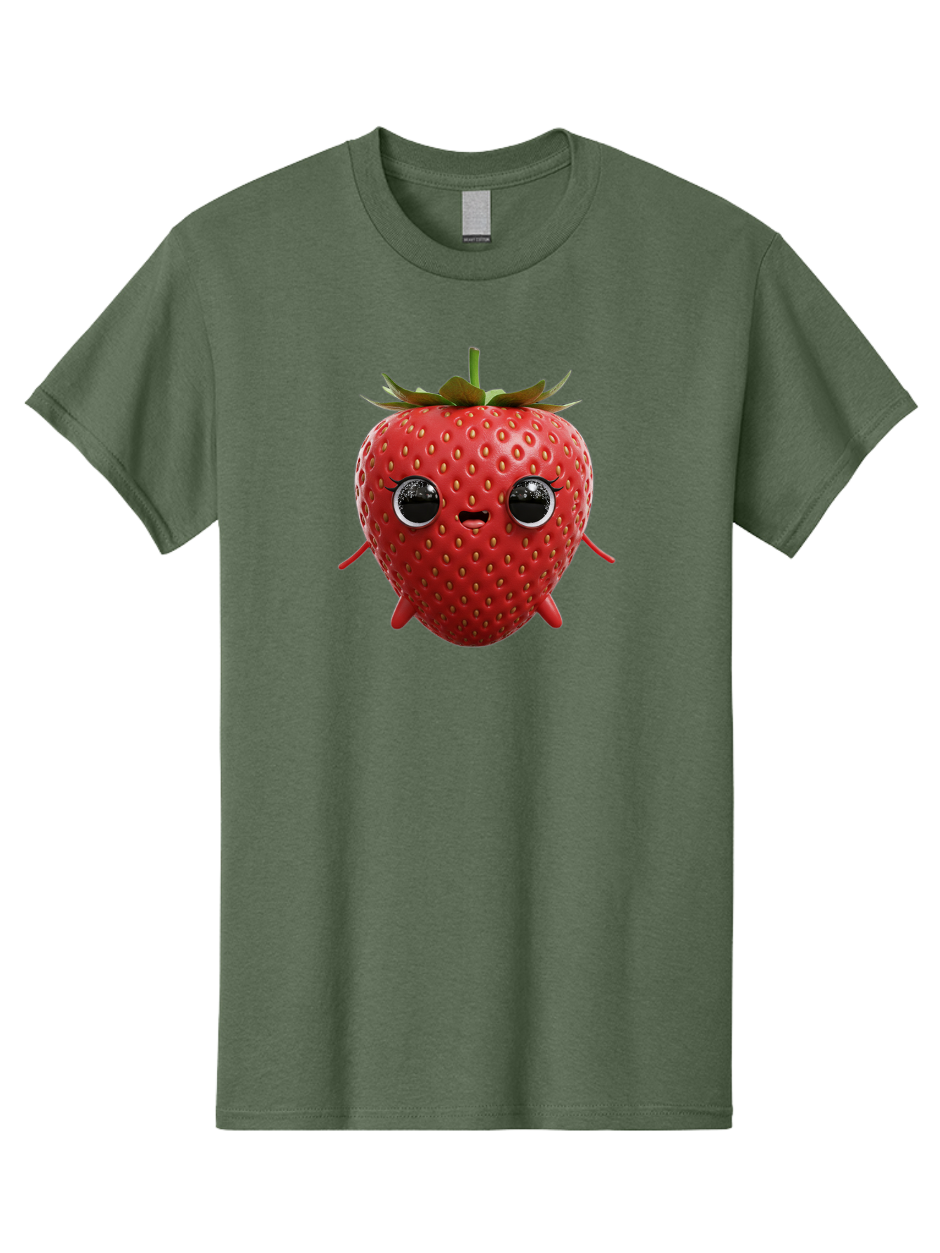 Strawberry-3 Men'S Graphic Tee, 100% Cotton, Comfortable Casual Summer Wear, Machine Washable, Cartoon Strawberry, Animated Fruit, Funny Character, Red Strawberry, Cute Face, Kawaii Art, Fruit Illustration, Playful Design, Digital Art, Bac466