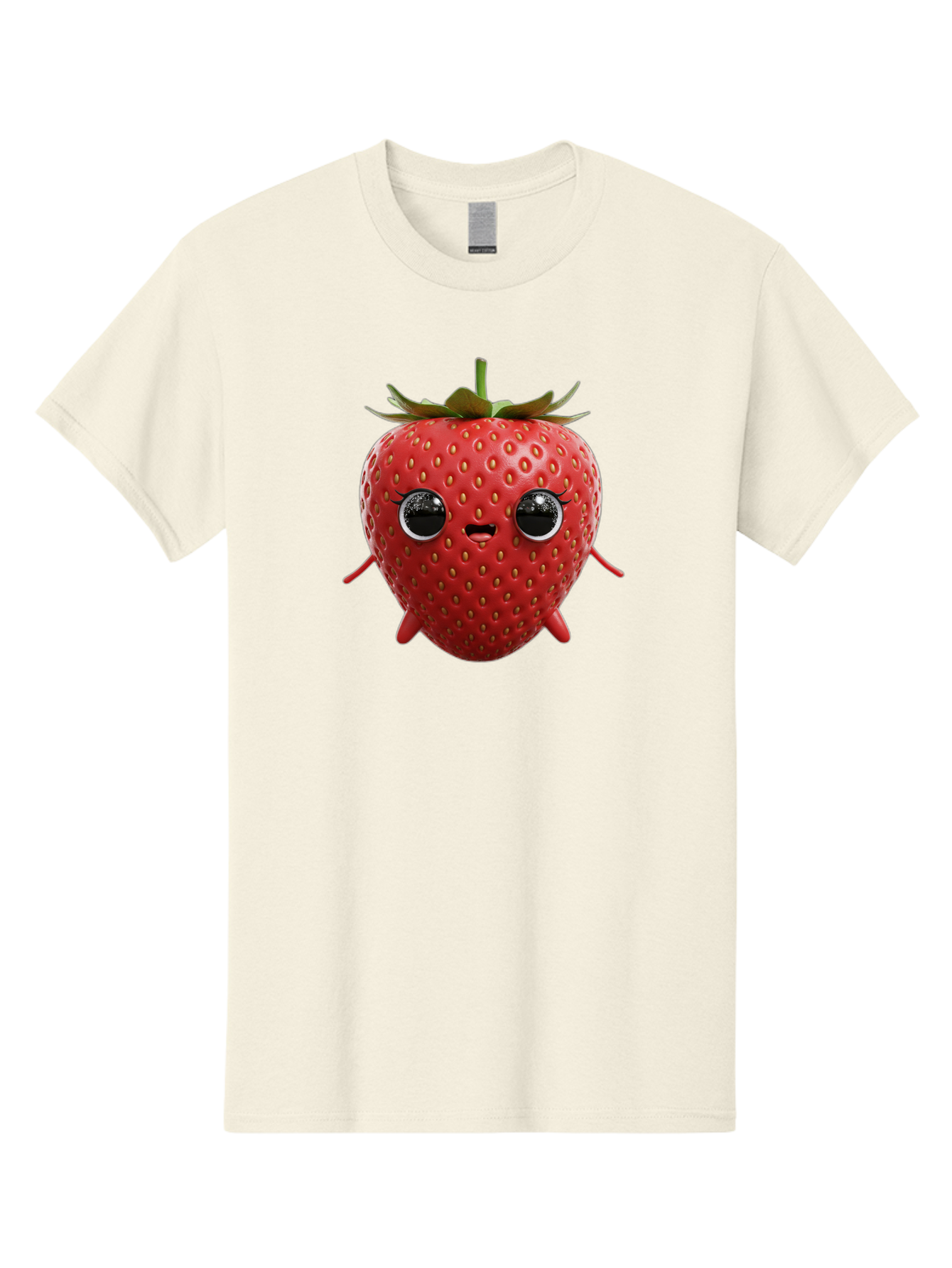 Strawberry-3 Men'S Graphic Tee, 100% Cotton, Comfortable Casual Summer Wear, Machine Washable, Cartoon Strawberry, Animated Fruit, Funny Character, Red Strawberry, Cute Face, Kawaii Art, Fruit Illustration, Playful Design, Digital Art, Bac466