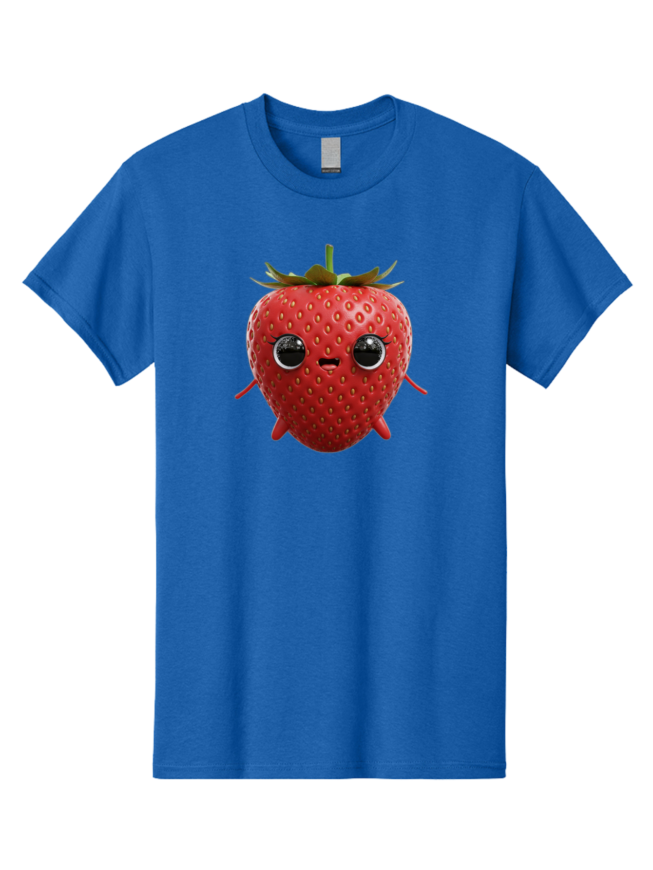 Strawberry-3 Men'S Graphic Tee, 100% Cotton, Comfortable Casual Summer Wear, Machine Washable, Cartoon Strawberry, Animated Fruit, Funny Character, Red Strawberry, Cute Face, Kawaii Art, Fruit Illustration, Playful Design, Digital Art, Bac466