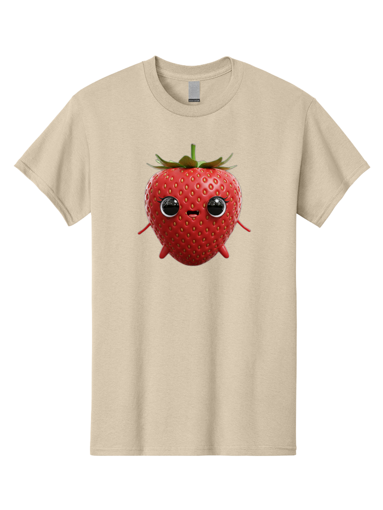 Strawberry-3 Men'S Graphic Tee, 100% Cotton, Comfortable Casual Summer Wear, Machine Washable, Cartoon Strawberry, Animated Fruit, Funny Character, Red Strawberry, Cute Face, Kawaii Art, Fruit Illustration, Playful Design, Digital Art, Bac466