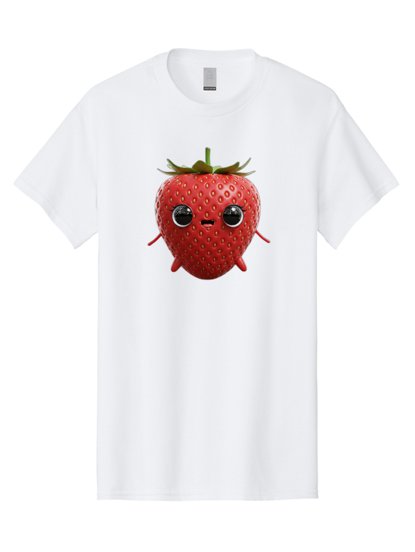 Strawberry-3 Men'S Graphic Tee, 100% Cotton, Comfortable Casual Summer Wear, Machine Washable, Cartoon Strawberry, Animated Fruit, Funny Character, Red Strawberry, Cute Face, Kawaii Art, Fruit Illustration, Playful Design, Digital Art, Bac466