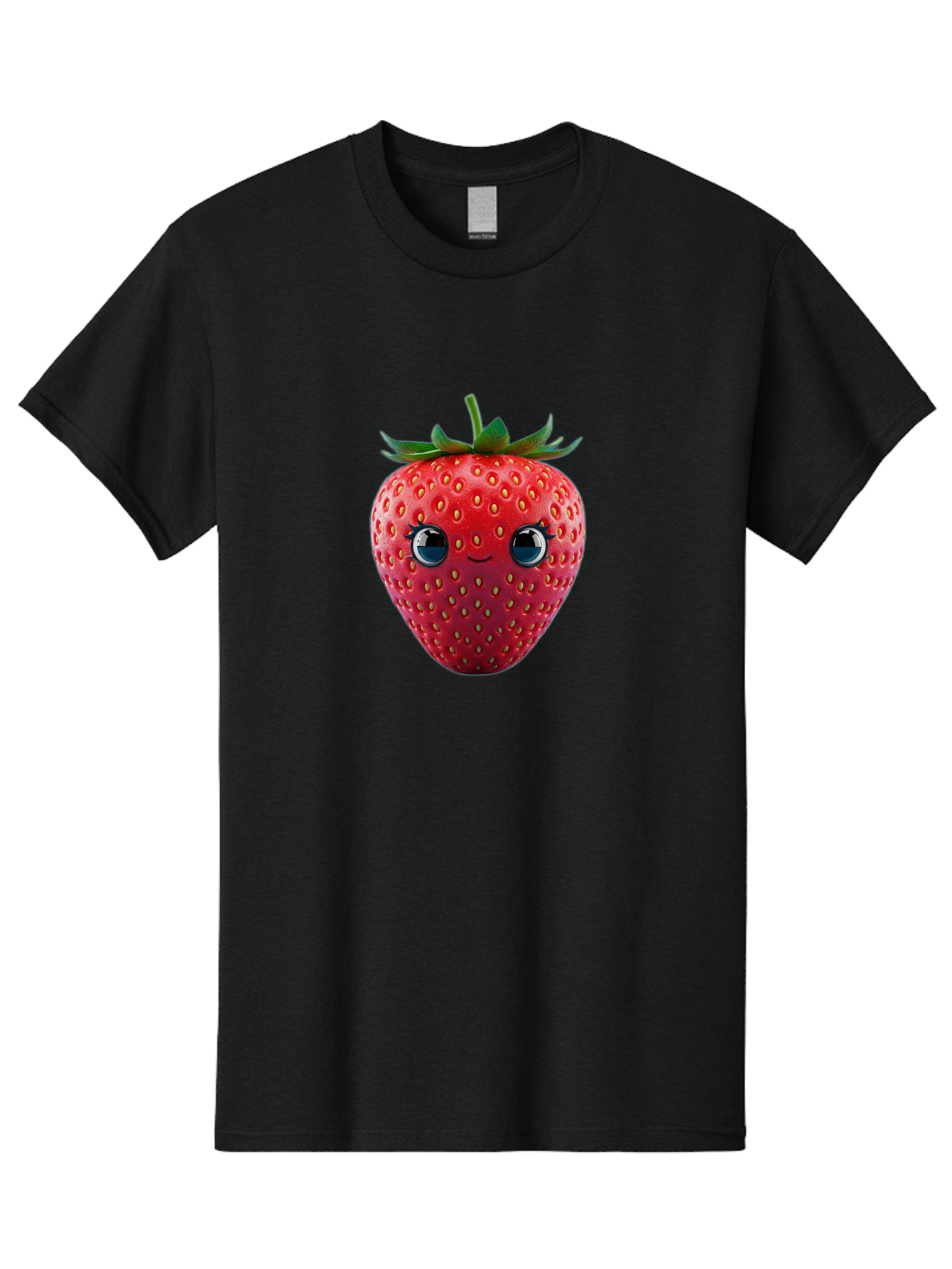 Strawberry-4 Men'S Graphic Tee, 100% Cotton, Comfortable Casual Summer Wear, Machine Washable, Cartoon Strawberry, Strawberry With Face, Smiling Fruit, Red Strawberry, Cute Character, Kawaii, Happy Strawberry, 3D Illustration, Adorable Design Bac467