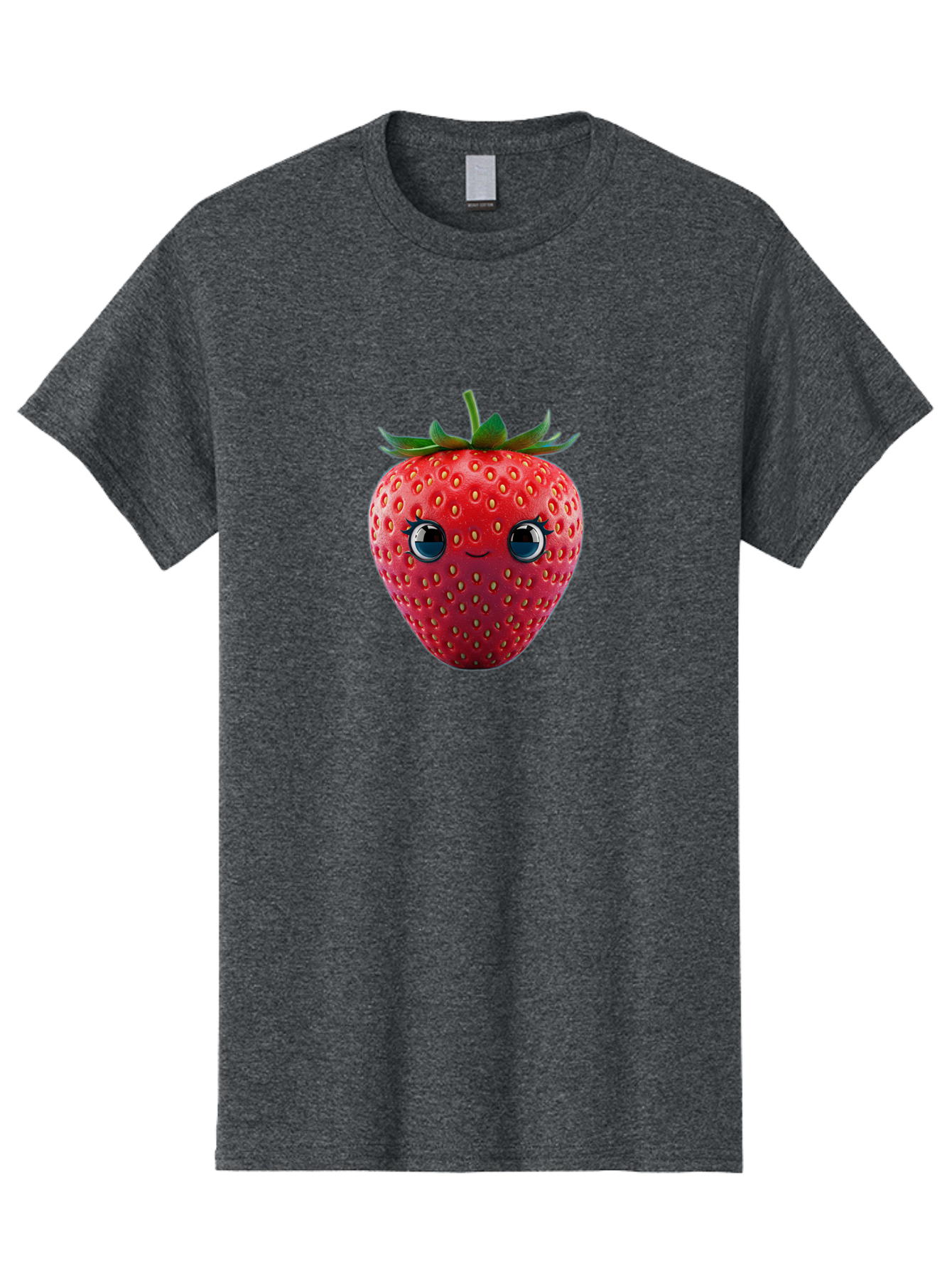 Strawberry-4 Men'S Graphic Tee, 100% Cotton, Comfortable Casual Summer Wear, Machine Washable, Cartoon Strawberry, Strawberry With Face, Smiling Fruit, Red Strawberry, Cute Character, Kawaii, Happy Strawberry, 3D Illustration, Adorable Design Bac467