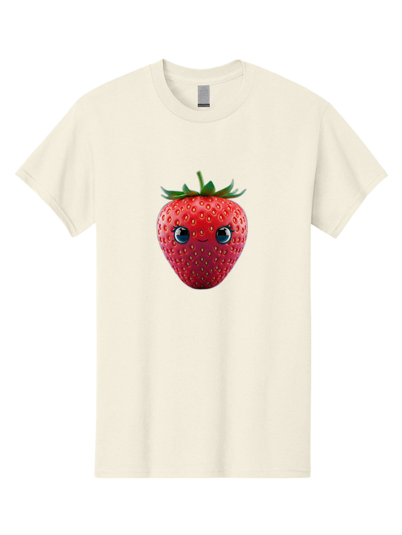 Strawberry-4 Men'S Graphic Tee, 100% Cotton, Comfortable Casual Summer Wear, Machine Washable, Cartoon Strawberry, Strawberry With Face, Smiling Fruit, Red Strawberry, Cute Character, Kawaii, Happy Strawberry, 3D Illustration, Adorable Design Bac467