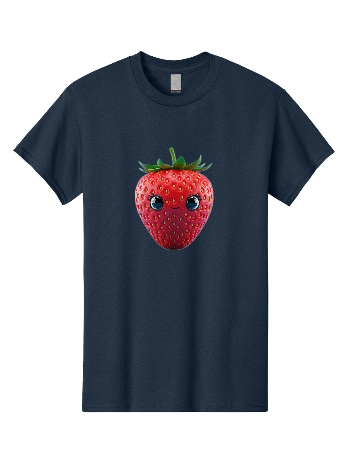 Strawberry-4 Men'S Graphic Tee, 100% Cotton, Comfortable Casual Summer Wear, Machine Washable, Cartoon Strawberry, Strawberry With Face, Smiling Fruit, Red Strawberry, Cute Character, Kawaii, Happy Strawberry, 3D Illustration, Adorable Design Bac467
