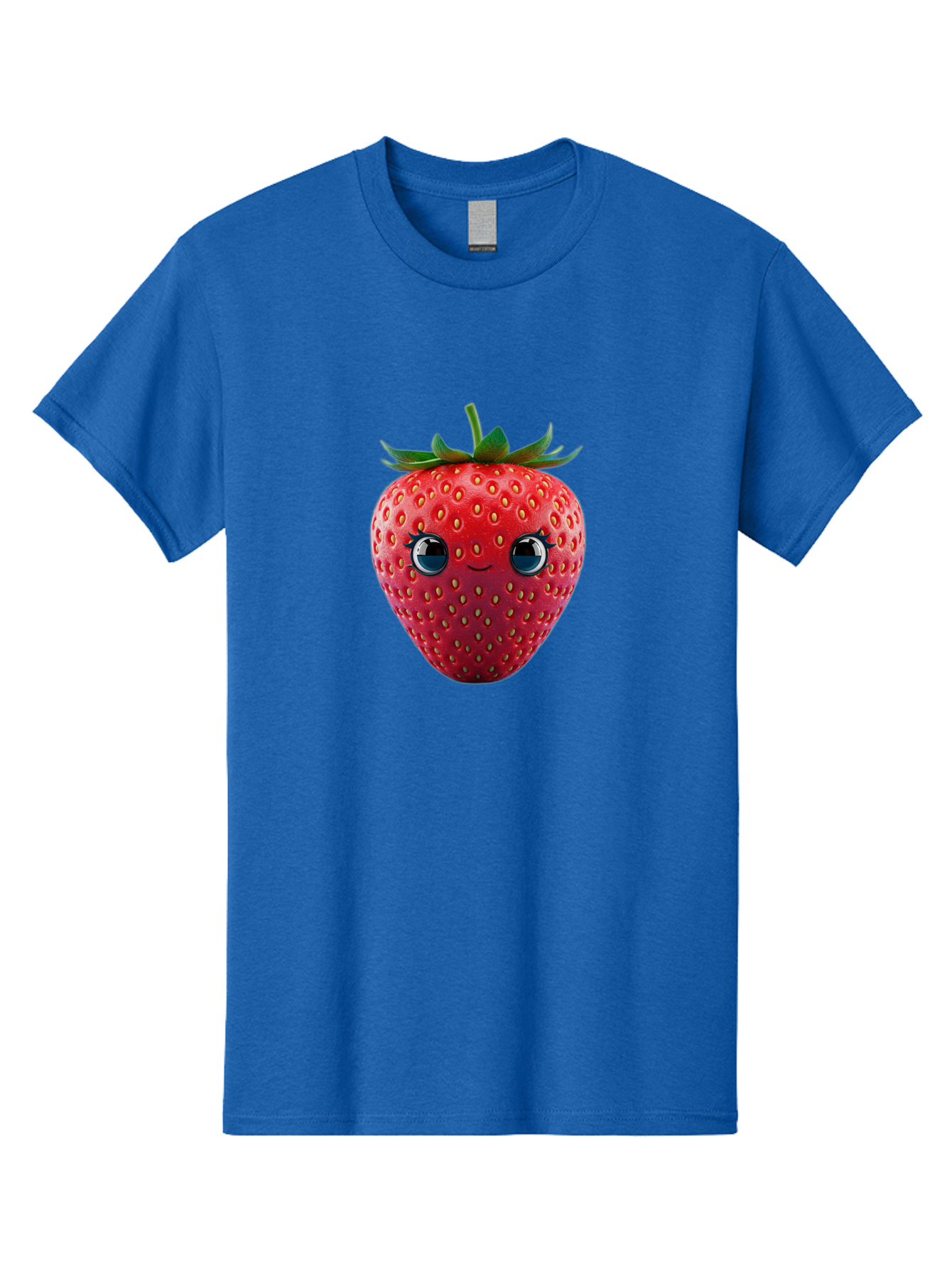 Strawberry-4 Men'S Graphic Tee, 100% Cotton, Comfortable Casual Summer Wear, Machine Washable, Cartoon Strawberry, Strawberry With Face, Smiling Fruit, Red Strawberry, Cute Character, Kawaii, Happy Strawberry, 3D Illustration, Adorable Design Bac467