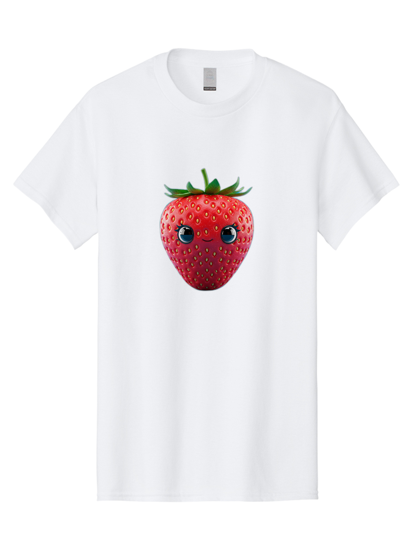 Strawberry-4 Men'S Graphic Tee, 100% Cotton, Comfortable Casual Summer Wear, Machine Washable, Cartoon Strawberry, Strawberry With Face, Smiling Fruit, Red Strawberry, Cute Character, Kawaii, Happy Strawberry, 3D Illustration, Adorable Design Bac467