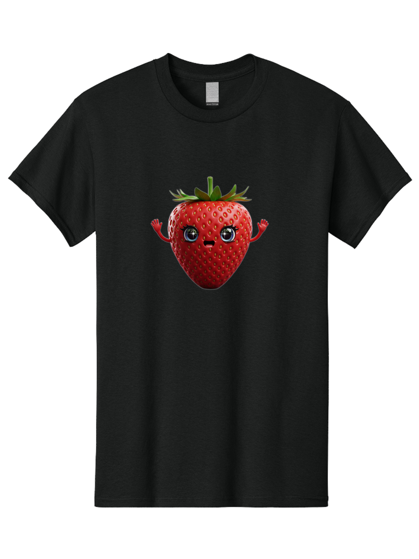 Strawberry-5 Men'S Graphic Tee, 100% Cotton, Comfortable Casual Summer Wear, Machine Washable, Cartoon Strawberry, Fruit Character, Smiling Face, Cute Illustration, Vibrant Red, Playful Vibe, Funny Character, Food Mascot, Bac468