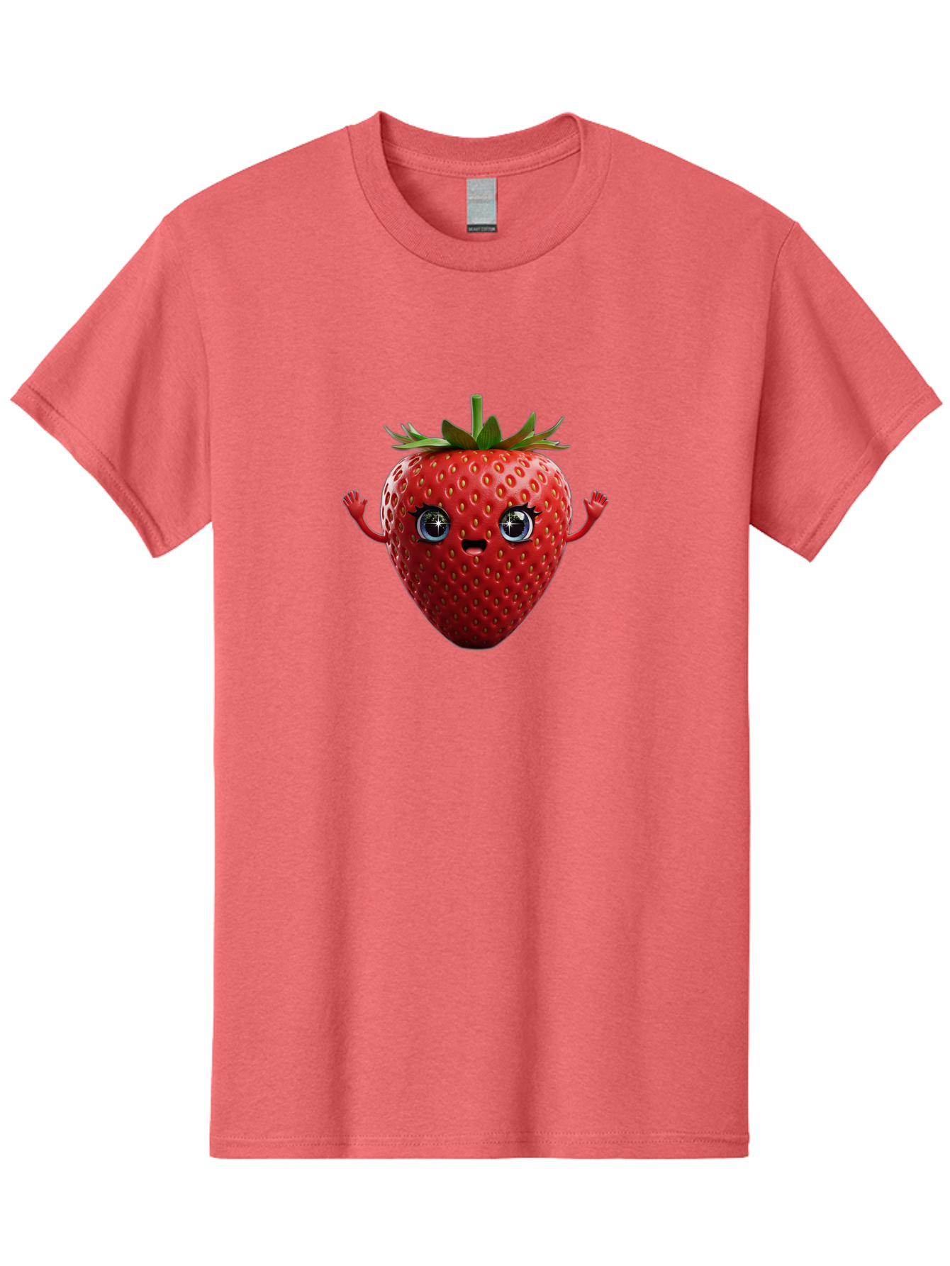 Strawberry-5 Men'S Graphic Tee, 100% Cotton, Comfortable Casual Summer Wear, Machine Washable, Cartoon Strawberry, Fruit Character, Smiling Face, Cute Illustration, Vibrant Red, Playful Vibe, Funny Character, Food Mascot, Bac468