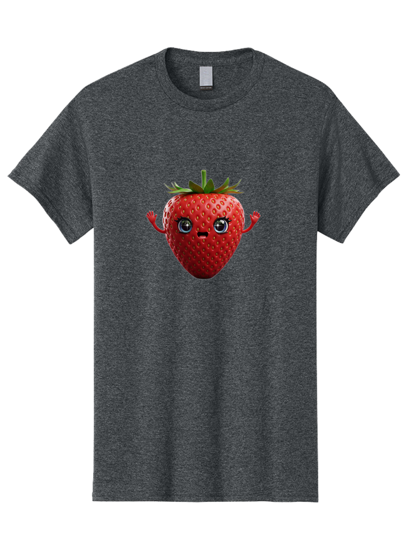 Strawberry-5 Men'S Graphic Tee, 100% Cotton, Comfortable Casual Summer Wear, Machine Washable, Cartoon Strawberry, Fruit Character, Smiling Face, Cute Illustration, Vibrant Red, Playful Vibe, Funny Character, Food Mascot, Bac468