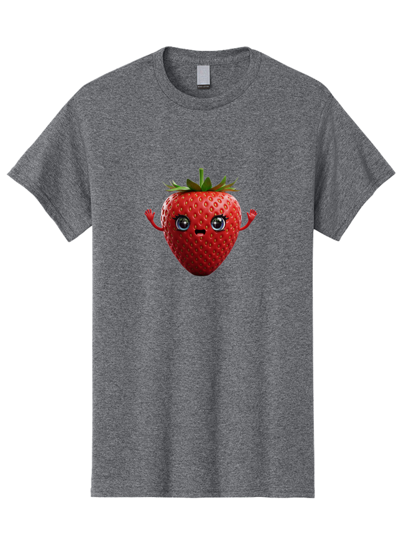 Strawberry-5 Men'S Graphic Tee, 100% Cotton, Comfortable Casual Summer Wear, Machine Washable, Cartoon Strawberry, Fruit Character, Smiling Face, Cute Illustration, Vibrant Red, Playful Vibe, Funny Character, Food Mascot, Bac468