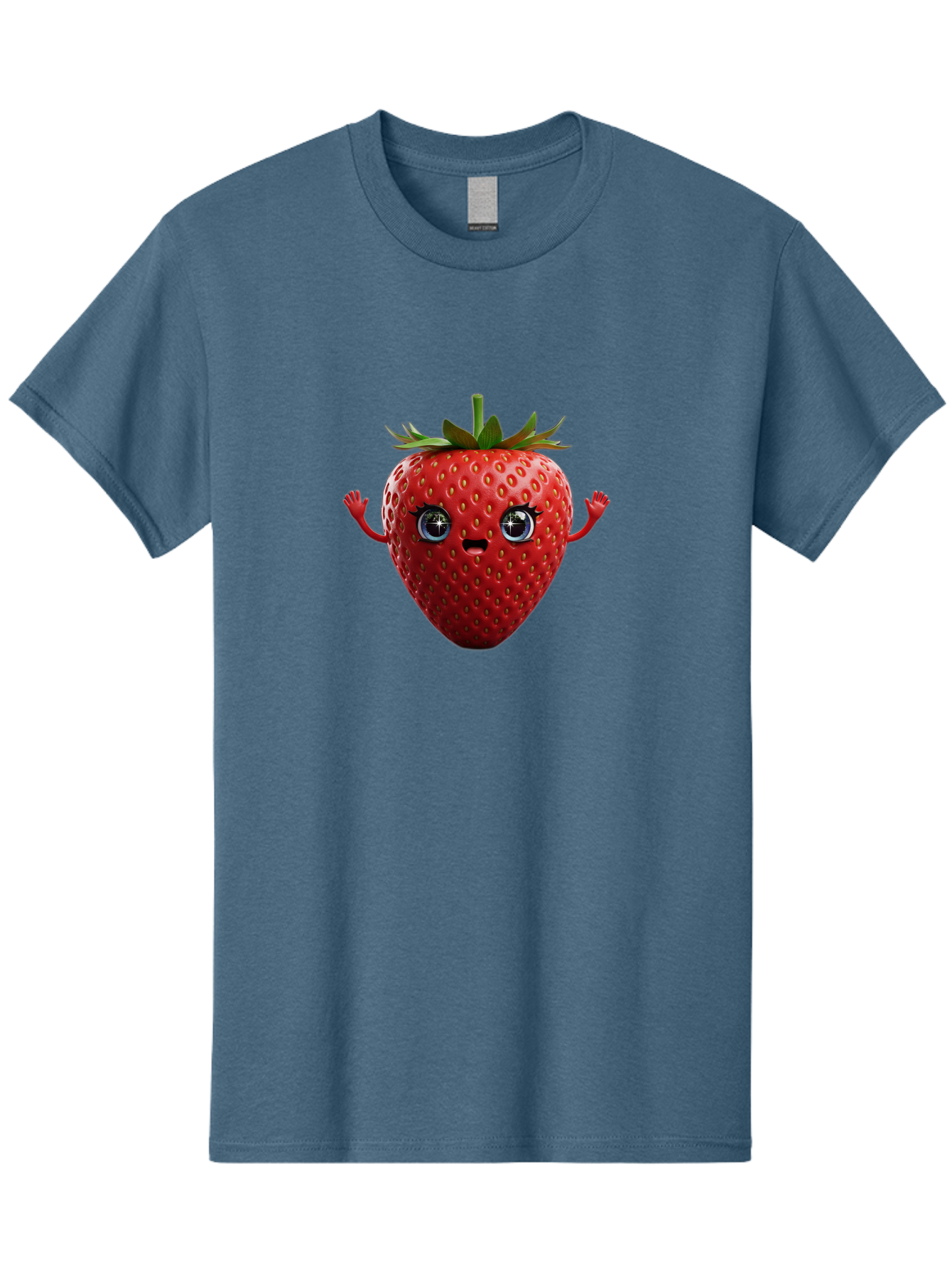 Strawberry-5 Men'S Graphic Tee, 100% Cotton, Comfortable Casual Summer Wear, Machine Washable, Cartoon Strawberry, Fruit Character, Smiling Face, Cute Illustration, Vibrant Red, Playful Vibe, Funny Character, Food Mascot, Bac468