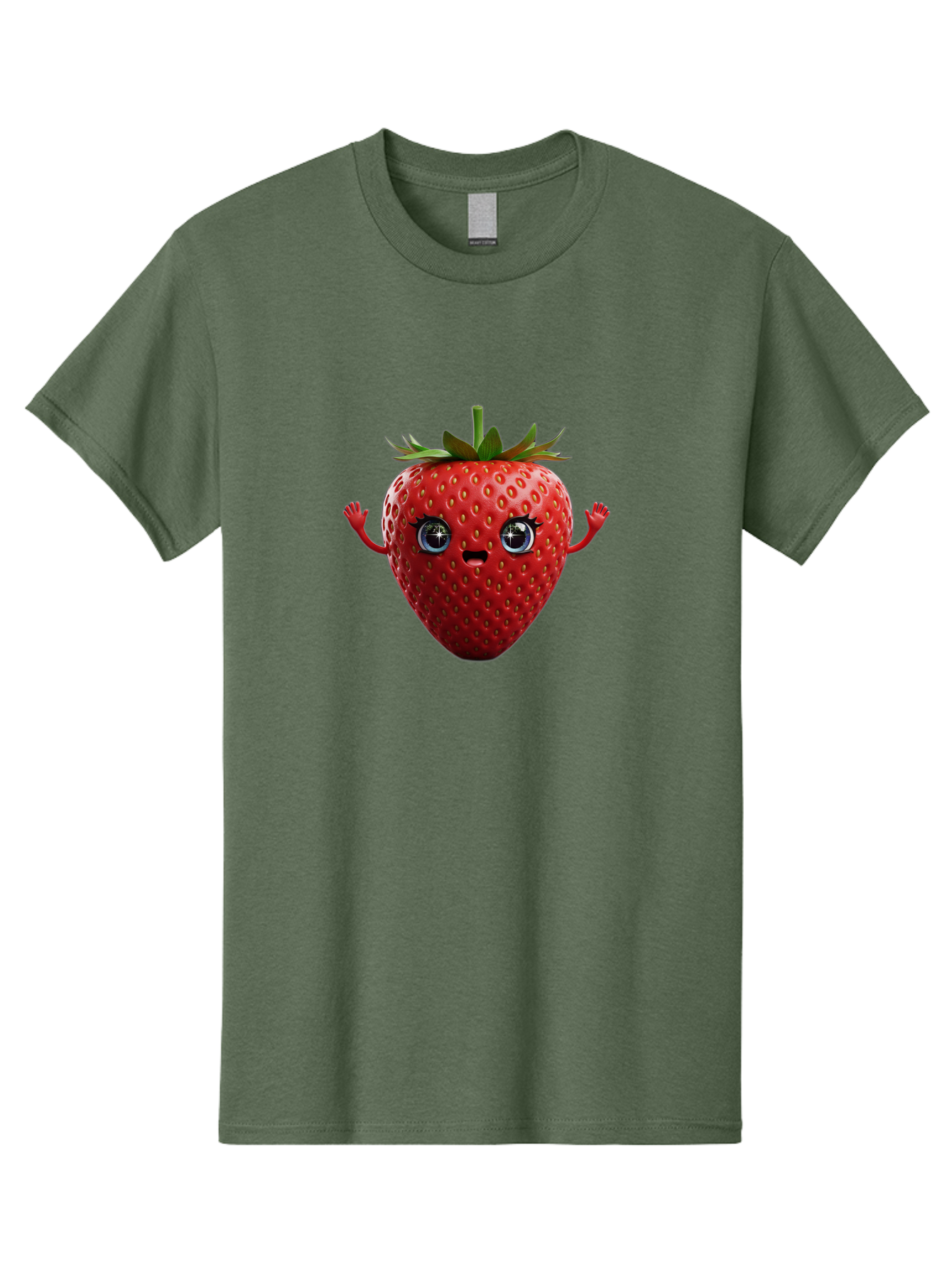 Strawberry-5 Men'S Graphic Tee, 100% Cotton, Comfortable Casual Summer Wear, Machine Washable, Cartoon Strawberry, Fruit Character, Smiling Face, Cute Illustration, Vibrant Red, Playful Vibe, Funny Character, Food Mascot, Bac468