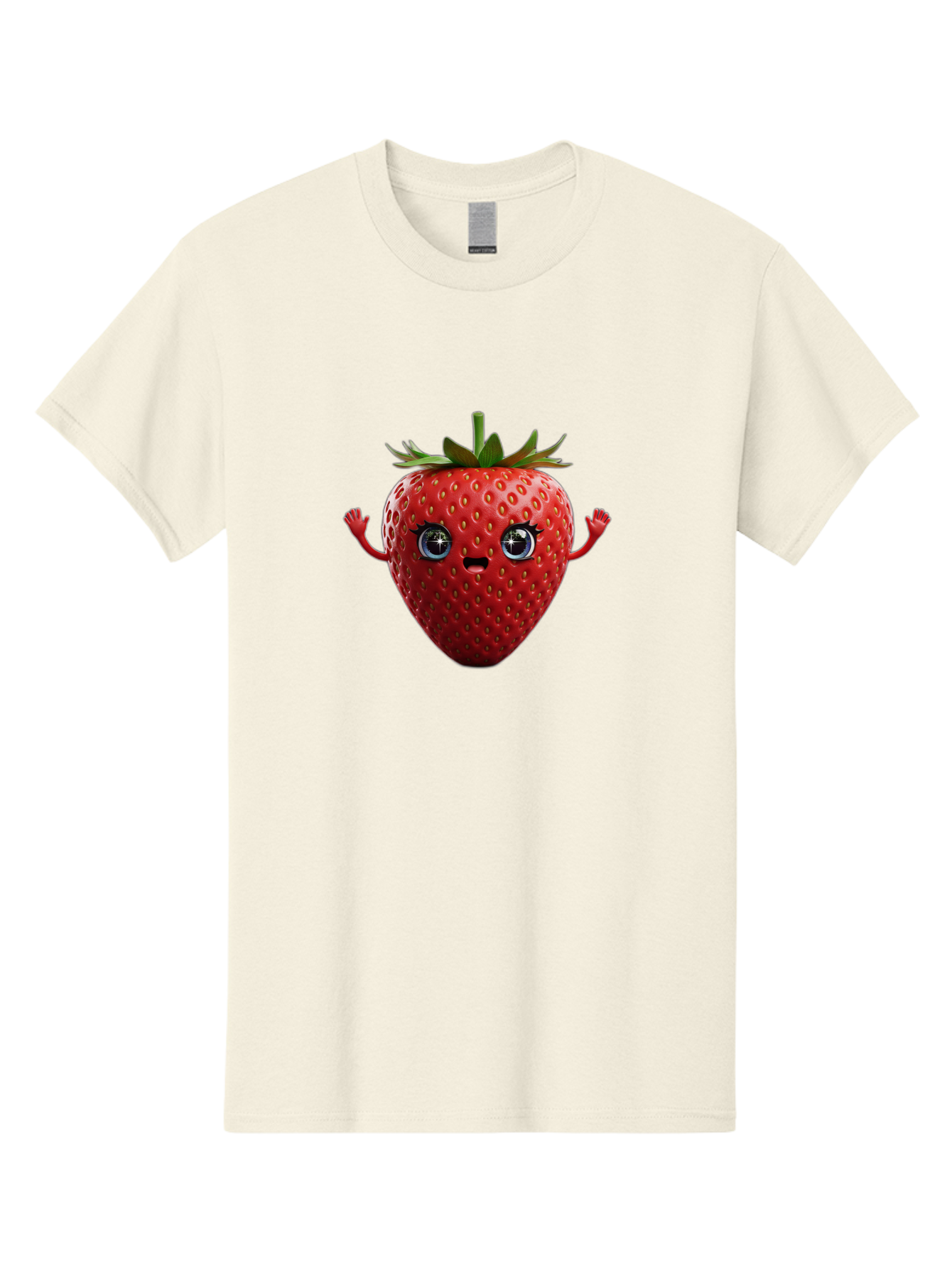 Strawberry-5 Men'S Graphic Tee, 100% Cotton, Comfortable Casual Summer Wear, Machine Washable, Cartoon Strawberry, Fruit Character, Smiling Face, Cute Illustration, Vibrant Red, Playful Vibe, Funny Character, Food Mascot, Bac468