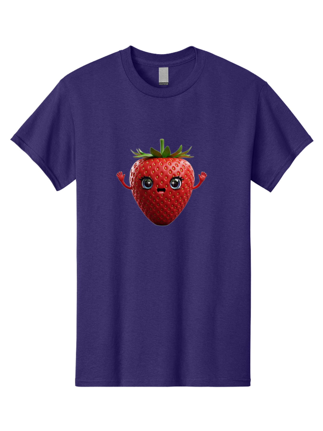 Strawberry-5 Men'S Graphic Tee, 100% Cotton, Comfortable Casual Summer Wear, Machine Washable, Cartoon Strawberry, Fruit Character, Smiling Face, Cute Illustration, Vibrant Red, Playful Vibe, Funny Character, Food Mascot, Bac468